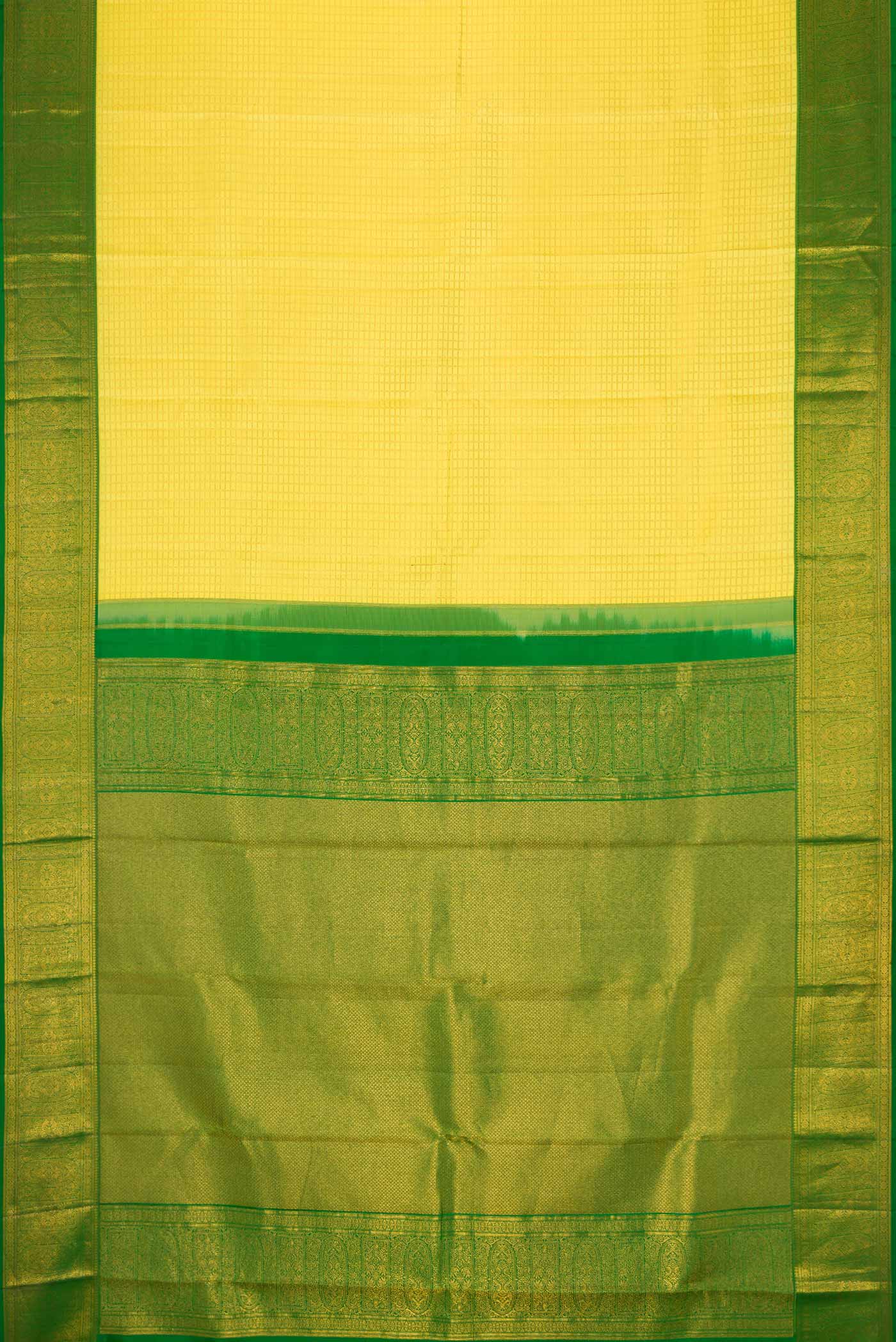 Yellow Dual Tone Kanchipuram Silk Saree - Image 6