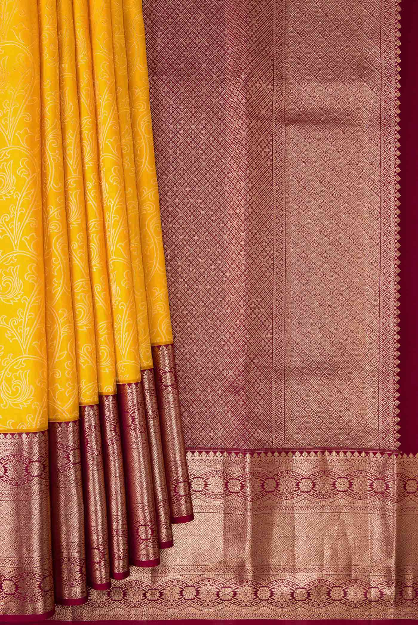 Yellow Kanchipuram Silk Saree - Image 4