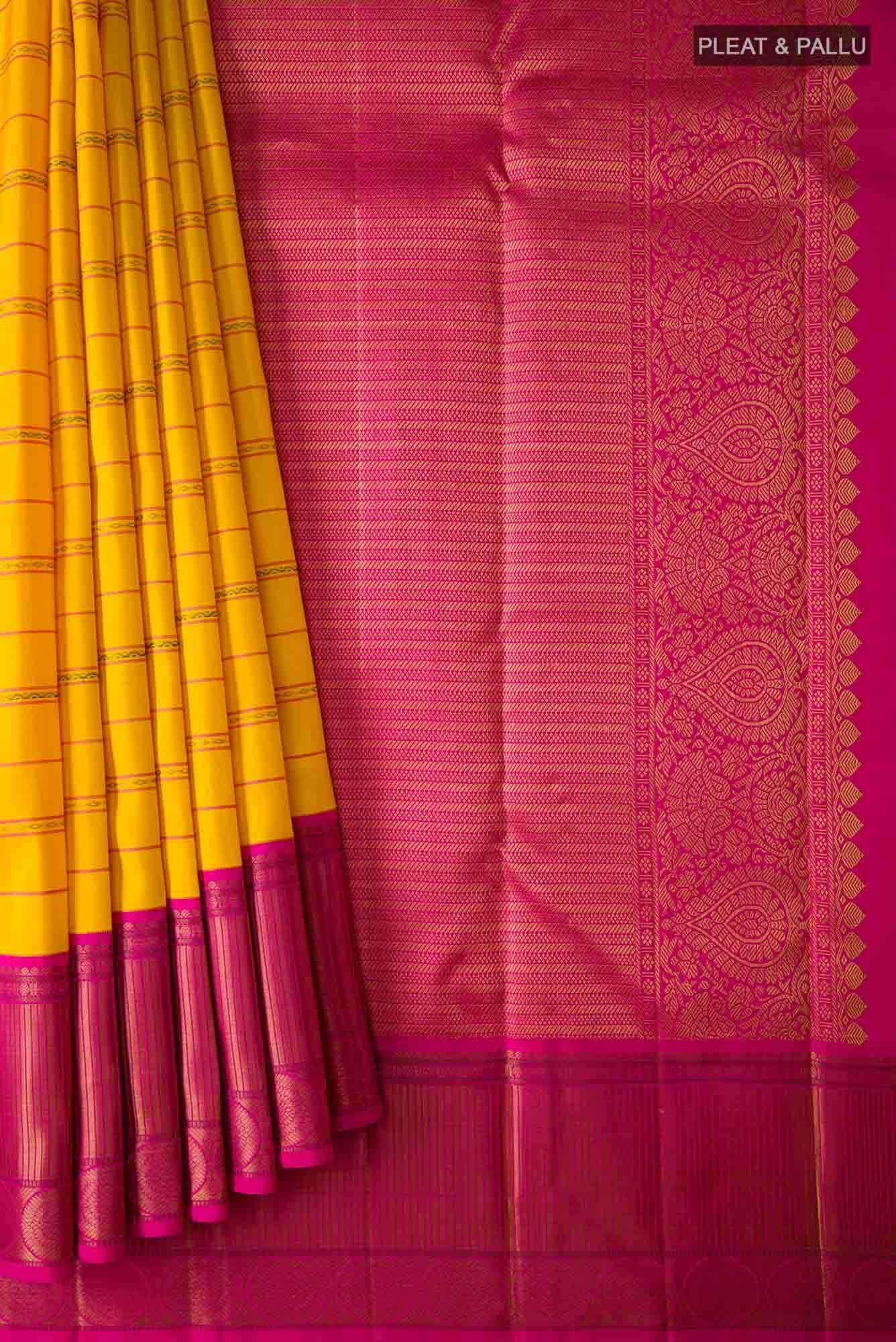 Yellow Dual Tone Kanjivaram Silk Saree - Image 2
