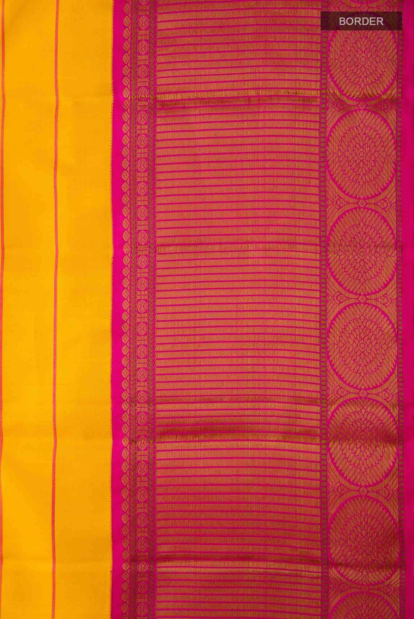 Yellow Dual Tone Kanjivaram Silk Saree - Image 5