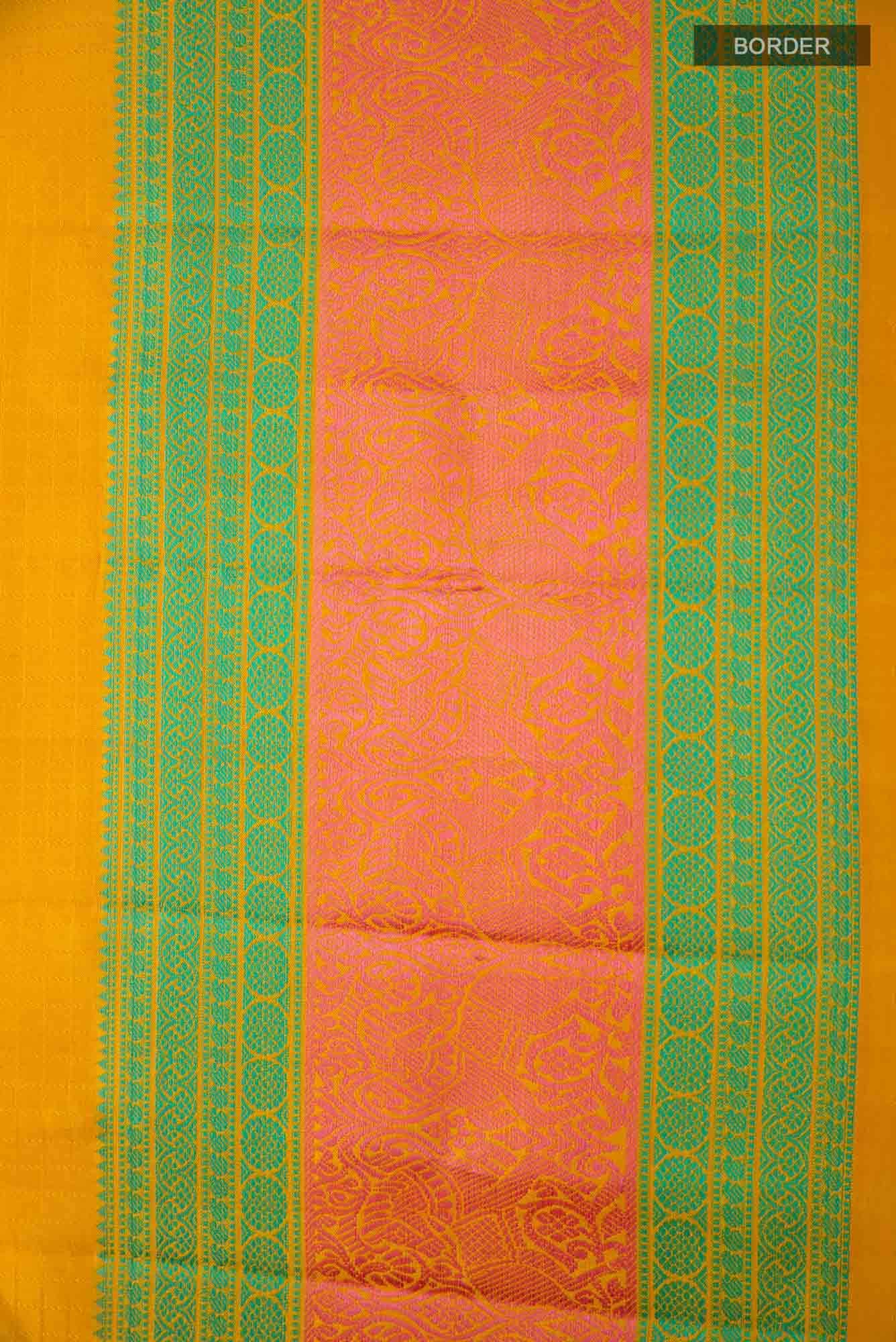 Yellow Dual Tone Kanchipuram Silk Saree - Image 5