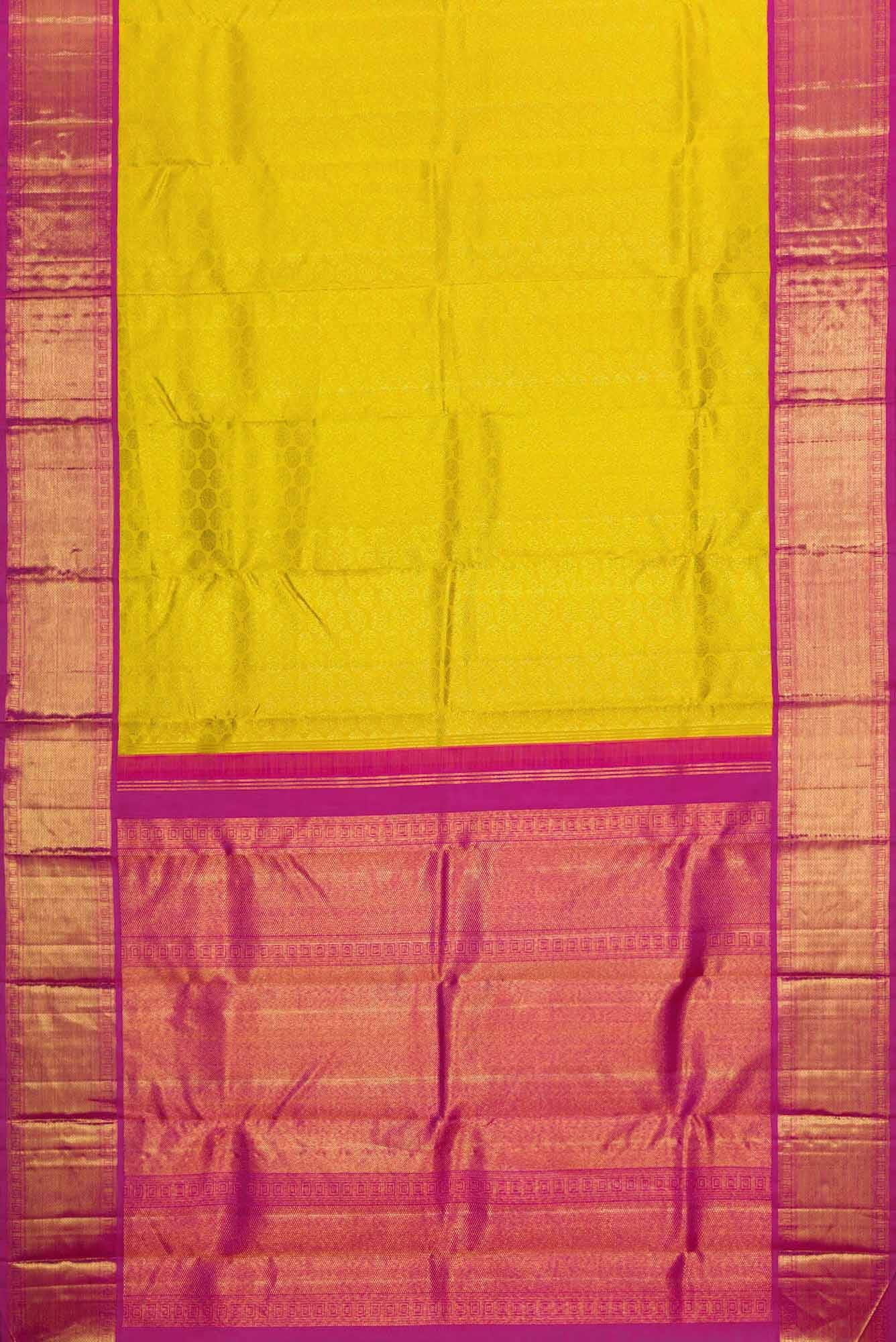 Yellow Dual Tone Kanchipuram Silk Saree - Image 4