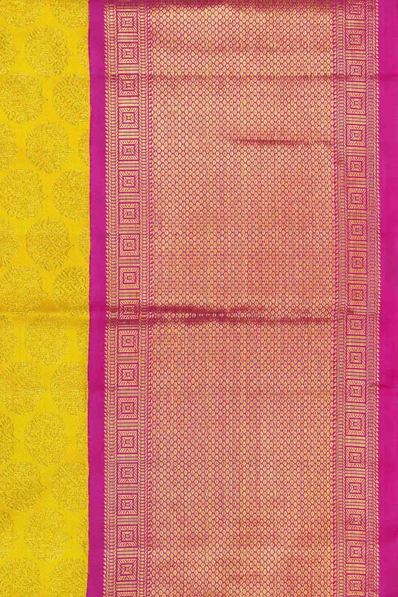 Yellow Dual Tone Kanchipuram Silk Saree - Image 5