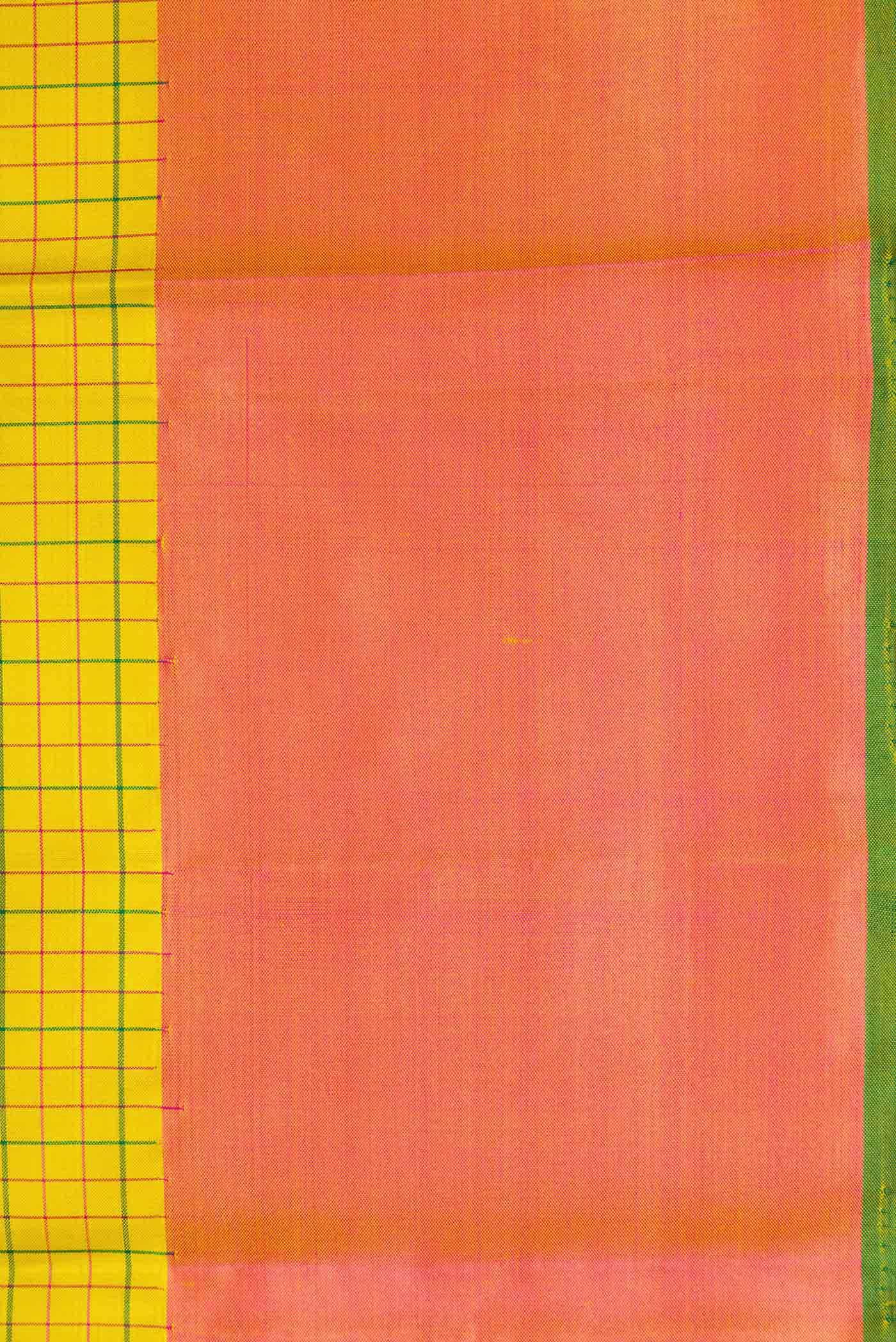 Pure Silk Pure Zari Yellow Dual Tone Kanjivaram Saree - Image 5