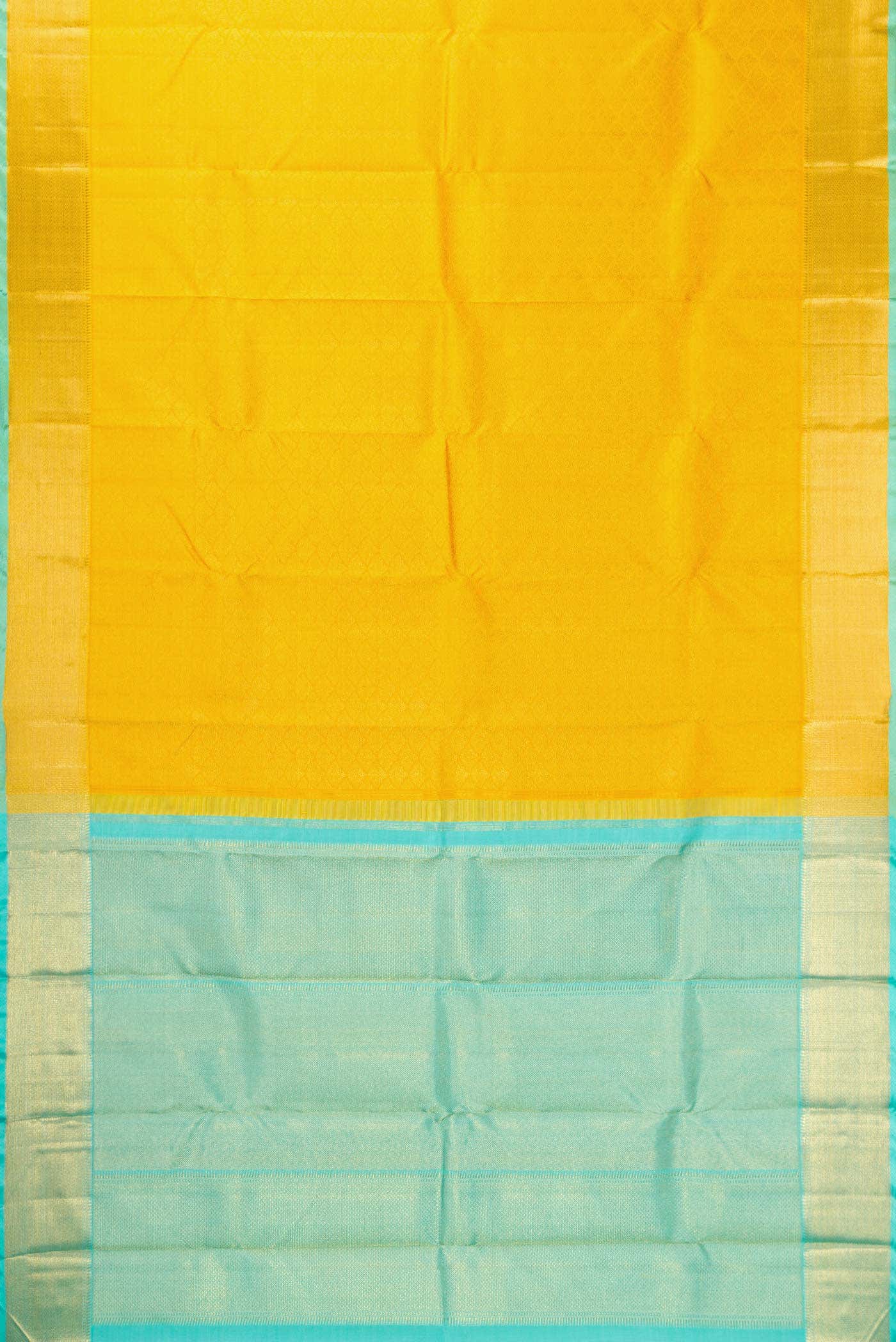 Pure Silk Pure Zari Yellow Dual Tone Kanjivaram Saree - Image 4