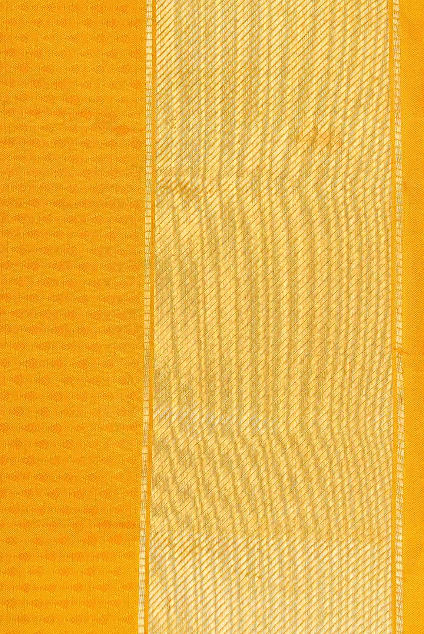 Pure Silk Pure Zari Yellow Dual Tone Kanchipuram Saree - Image 6