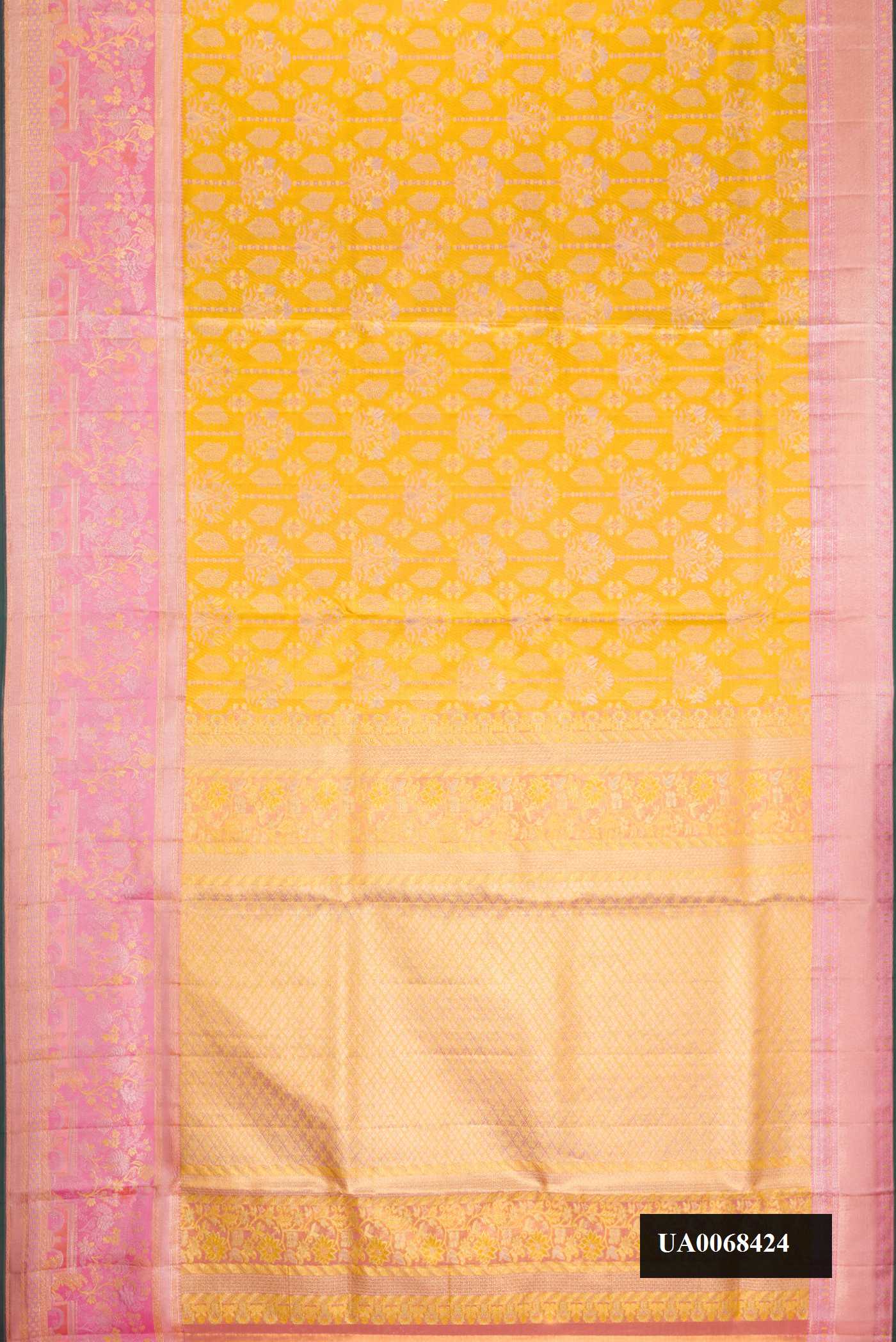 Yellow Dual Tone Kanchipuram Tissue Silk Saree