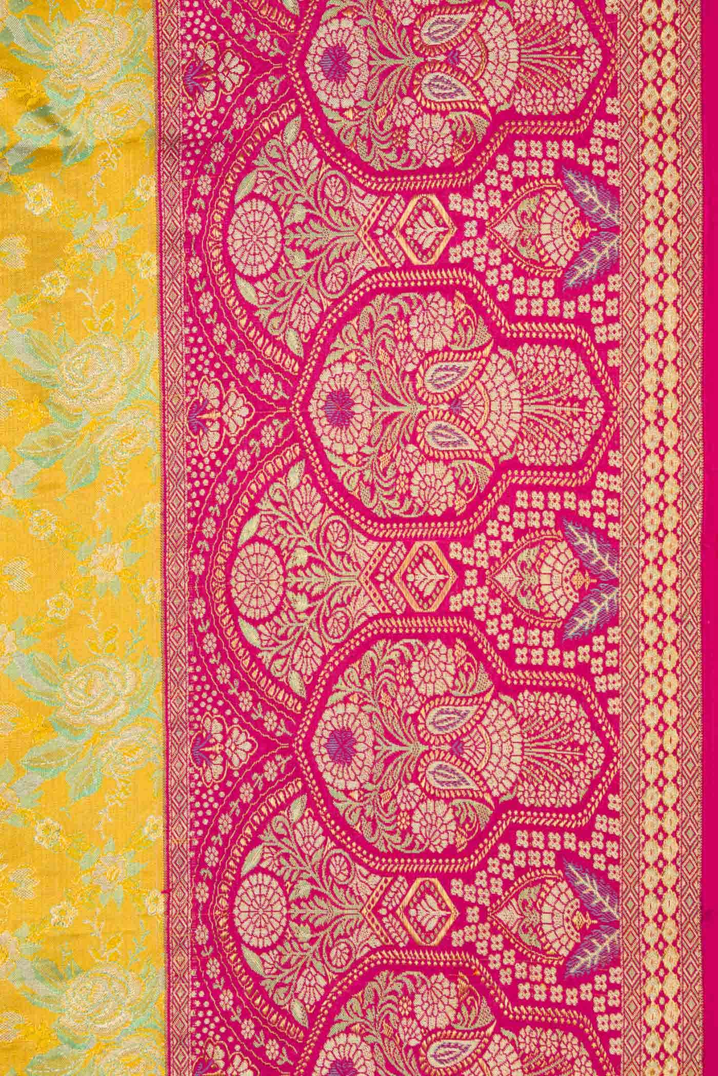 Yellow Dual Tone Kanchipuram Tissue Silk Saree - Image 5