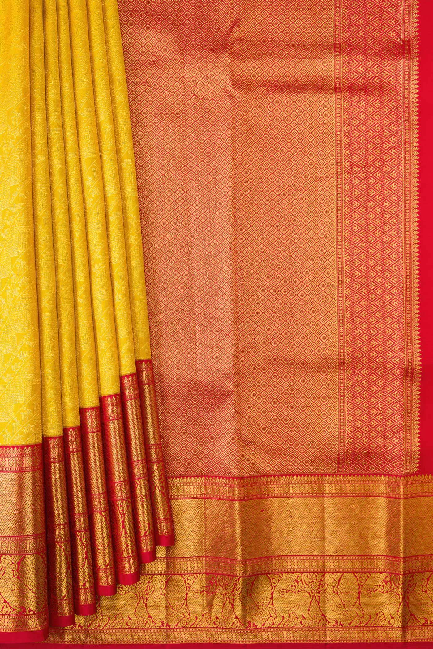 Yellow Kanjivaram Silk Saree - Image 4