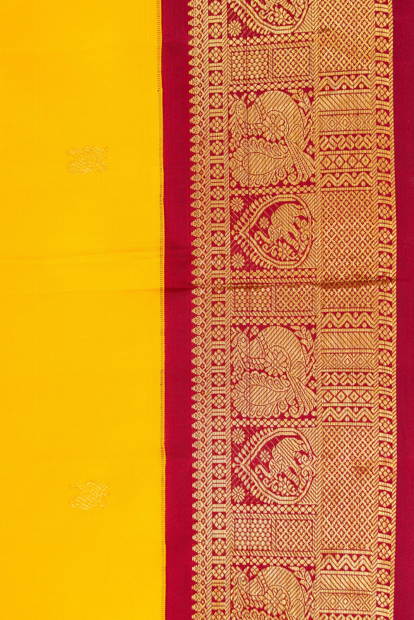 Yellow Kanjivaram Silk Saree - Image 3