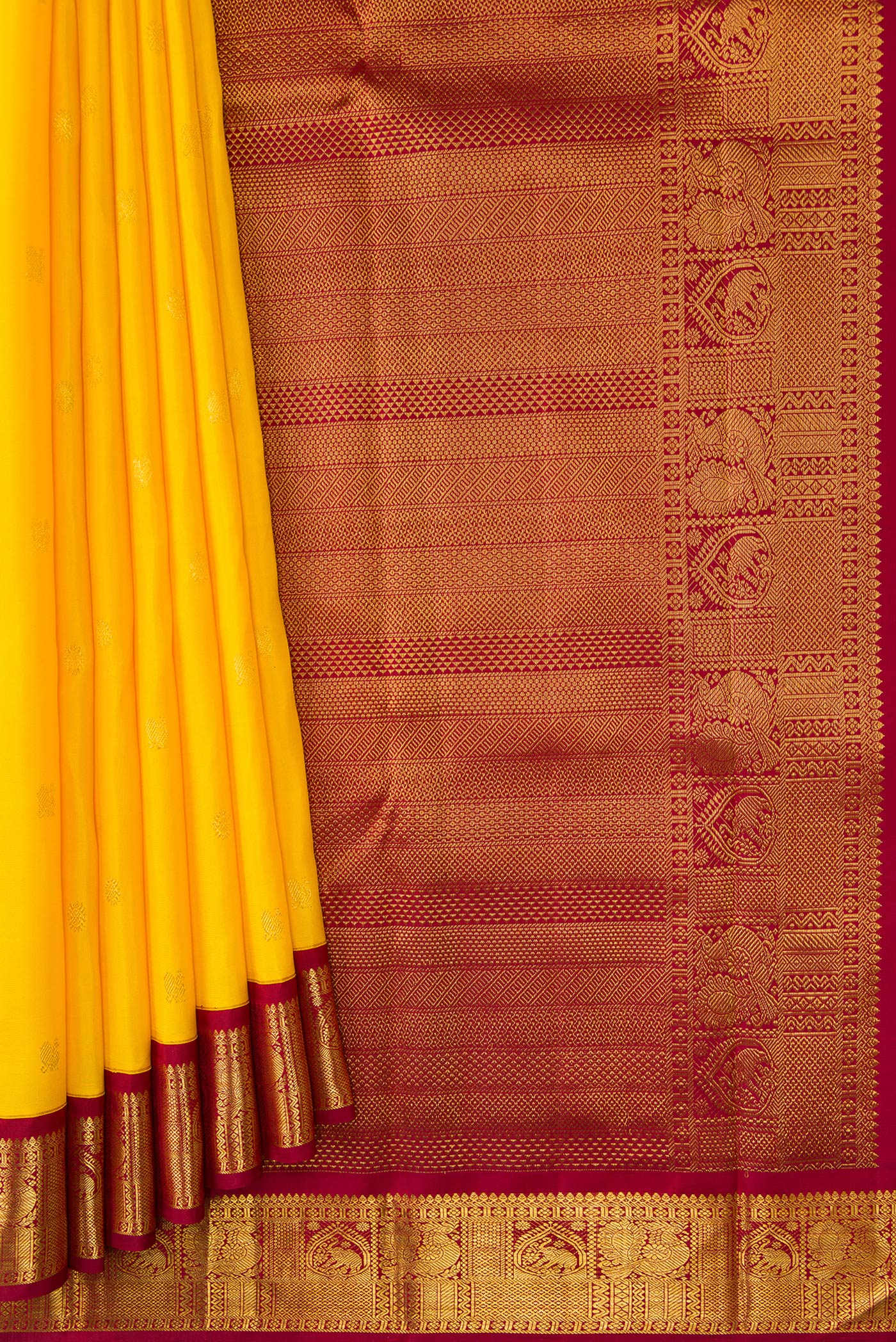 Yellow Kanjivaram Silk Saree - Image 4