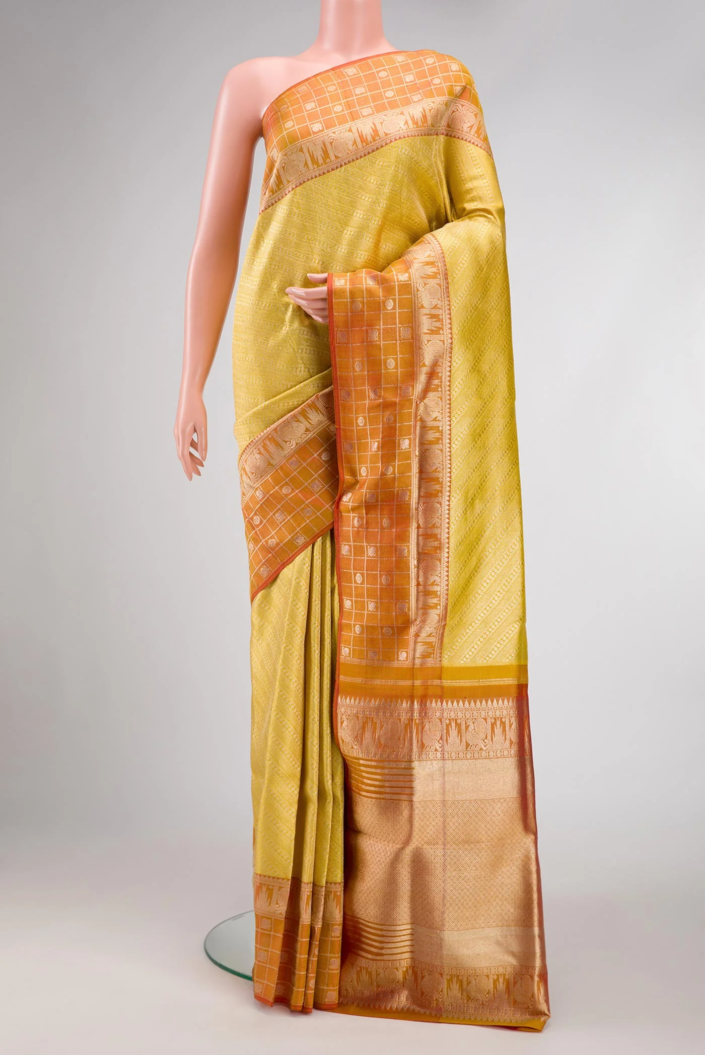 Yellow Kanjivaram Tissue Silk Saree