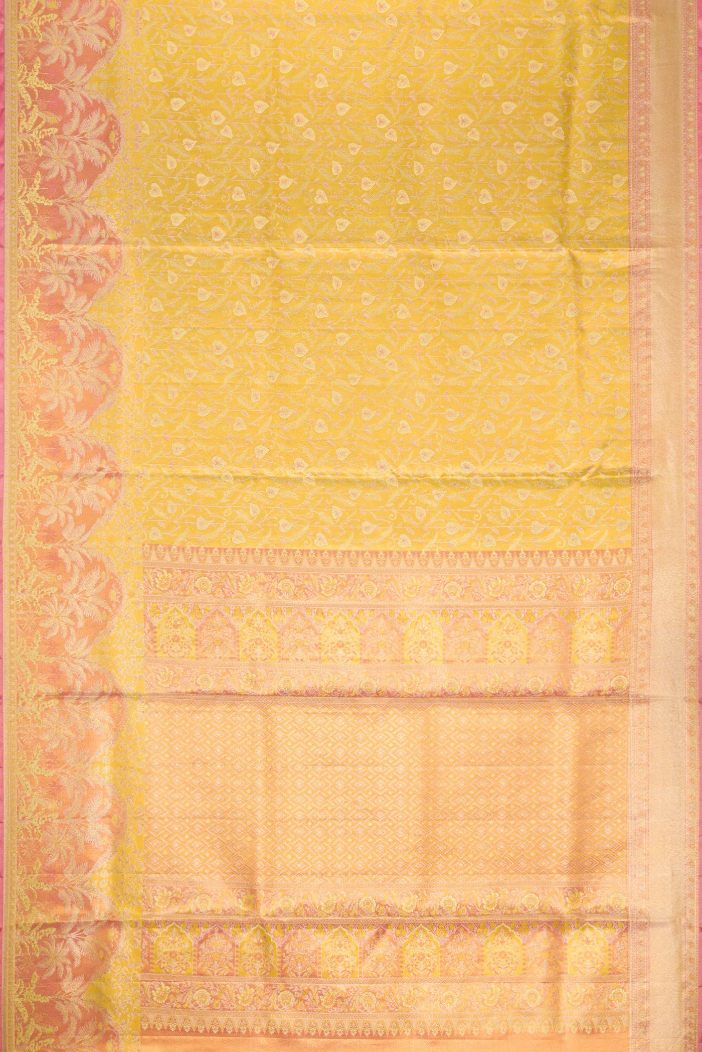 Yellow Kanjivaram Tissue Silk Saree - Image 6