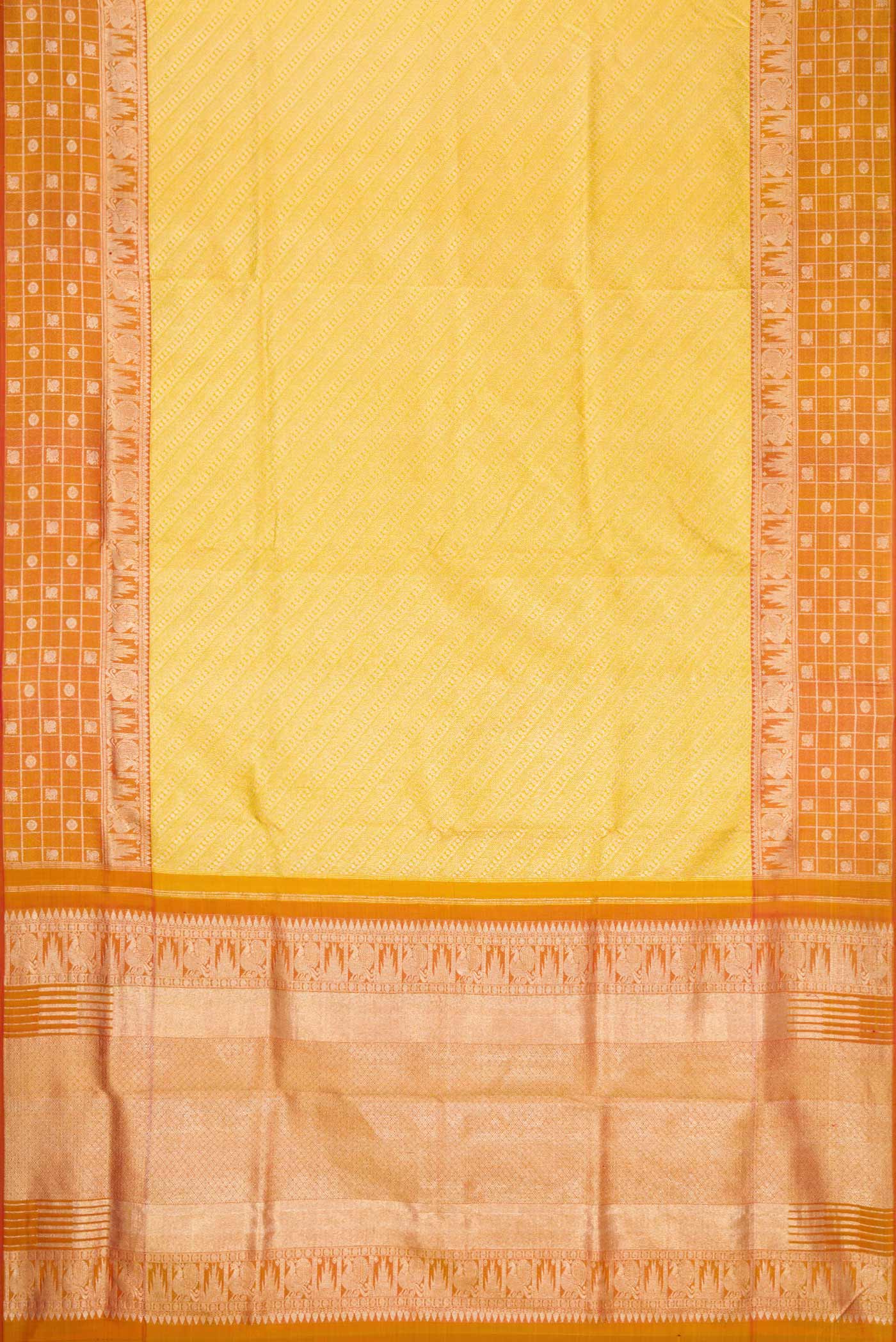 Yellow Kanjivaram Tissue Silk Saree - Image 6