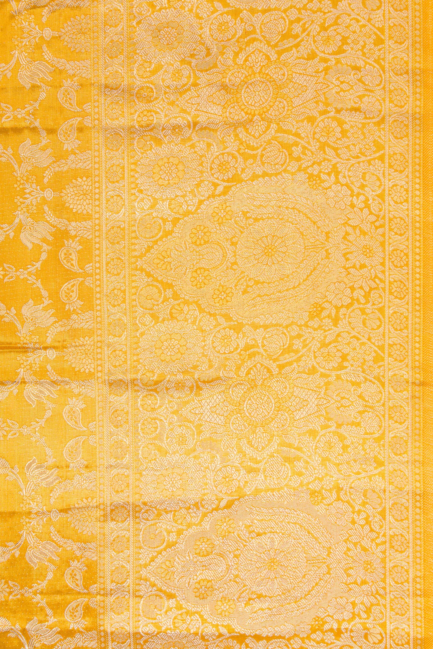 Yellow Dual Tone Kanjivaram Tissue Silk Saree - Image 3