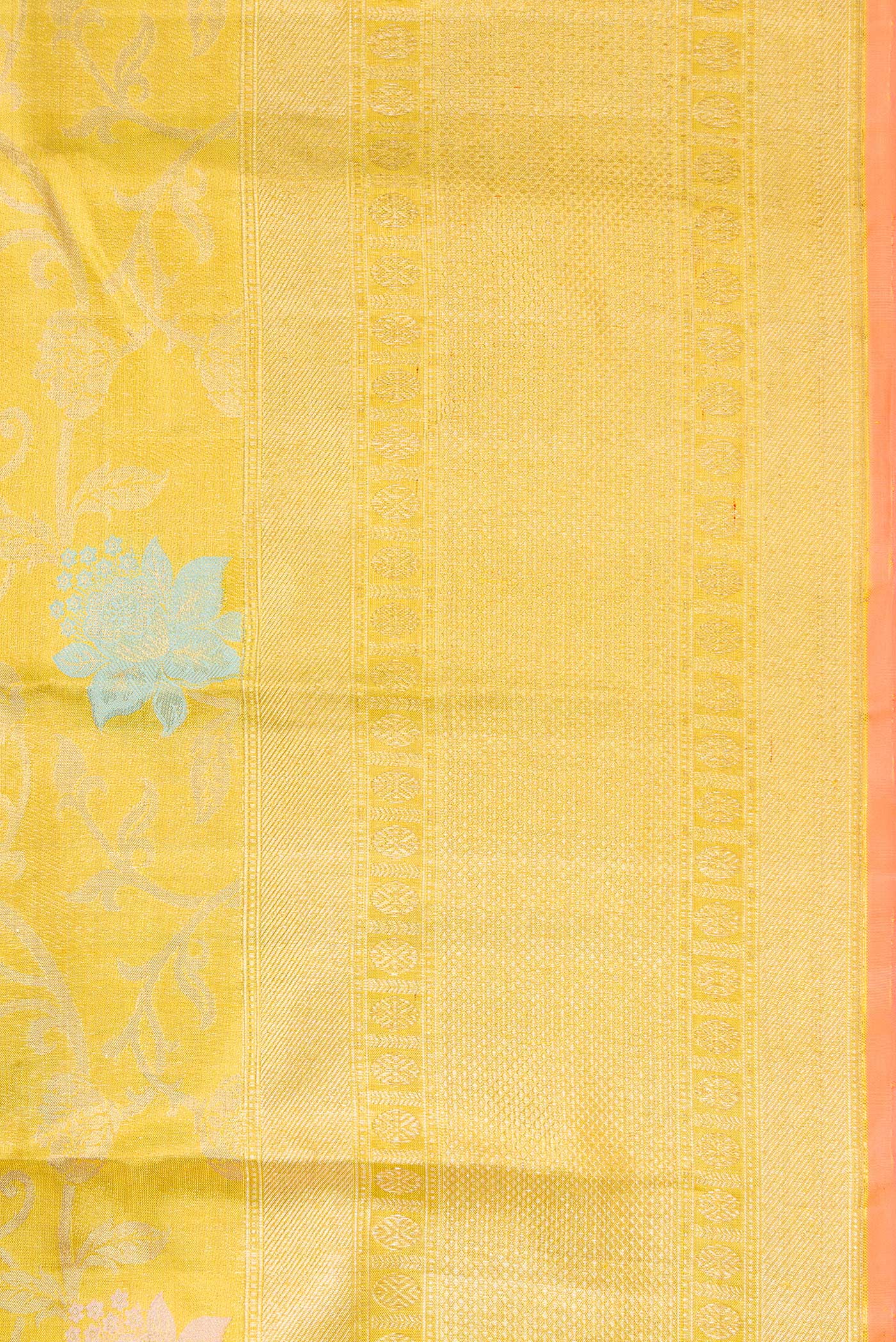 Yellow Dual Tone Kanjivaram Tissue Silk Saree - Image 3