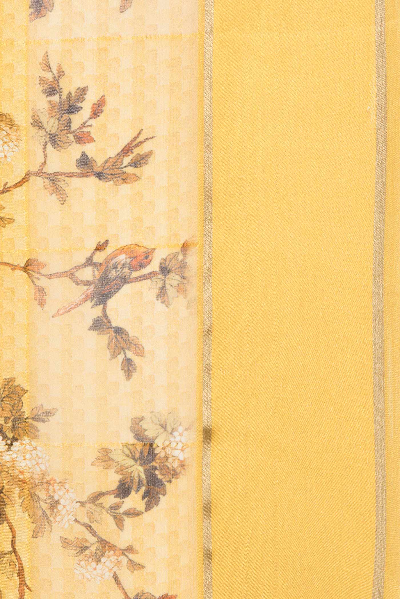 Yellow Dual Tone Mysore Chiffon Saree - Image 3