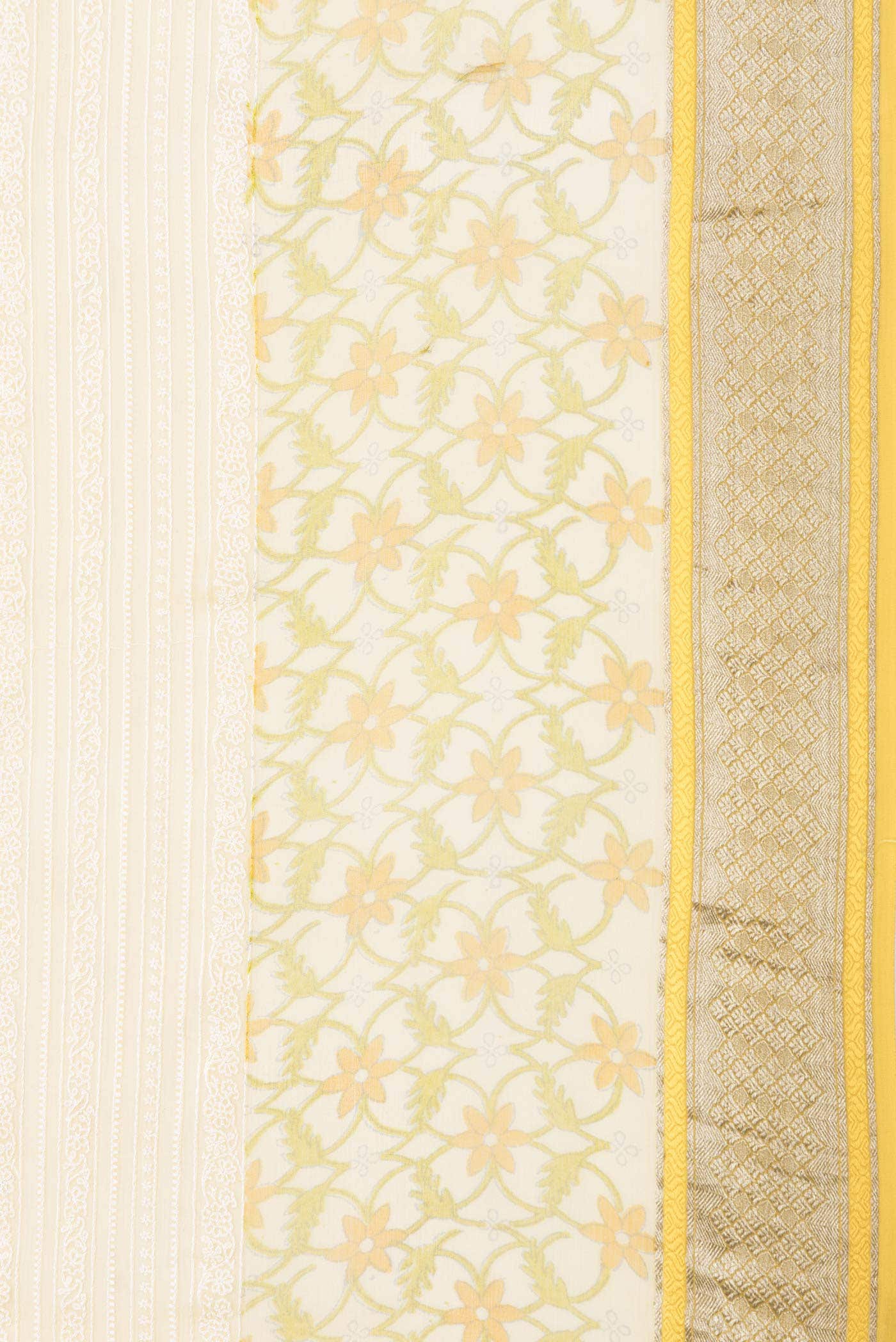 Yellow Dual Tone Mysore Chiffon Saree - Image 3