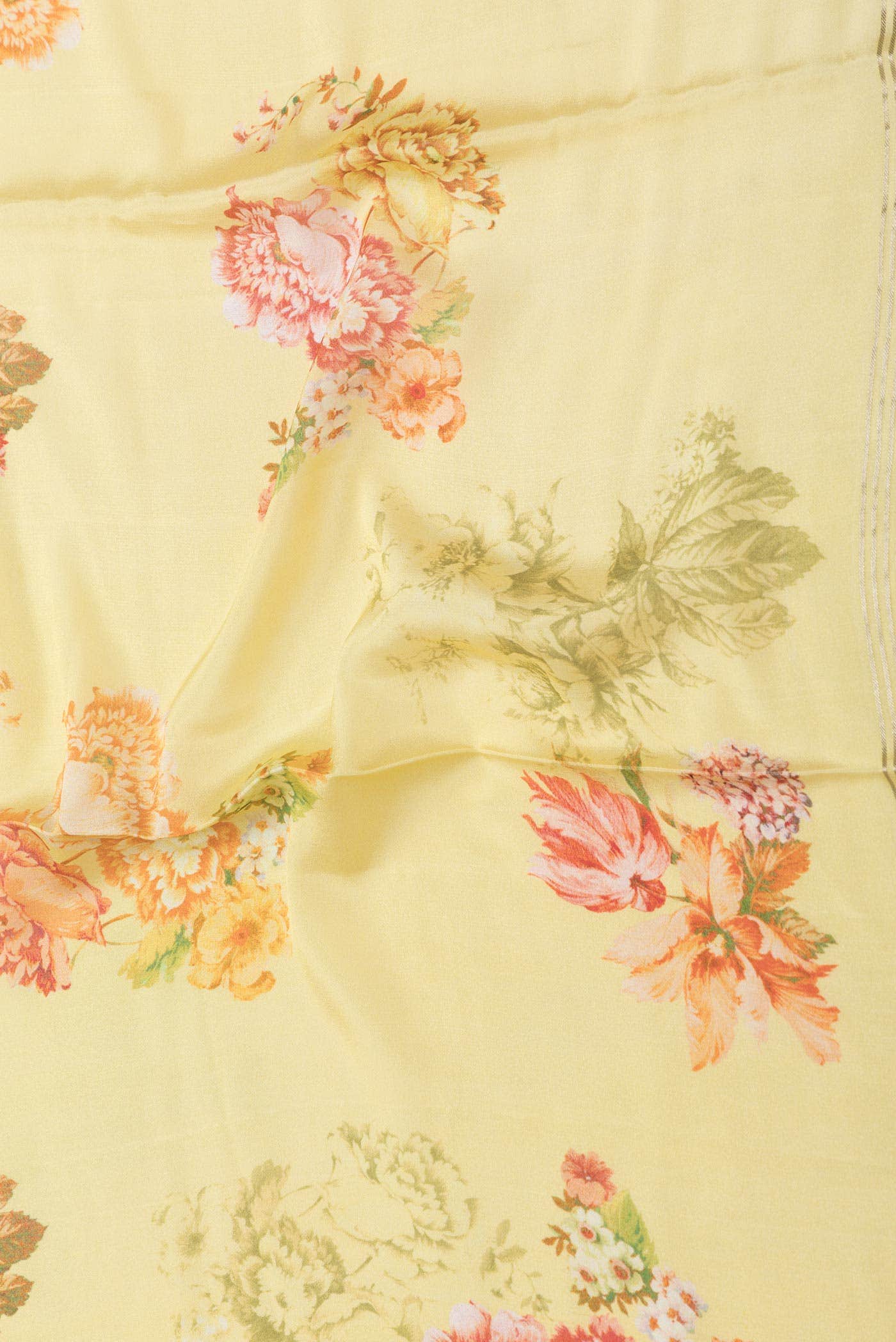 Yellow Dual Tone Mysore Crepe Saree - Image 3