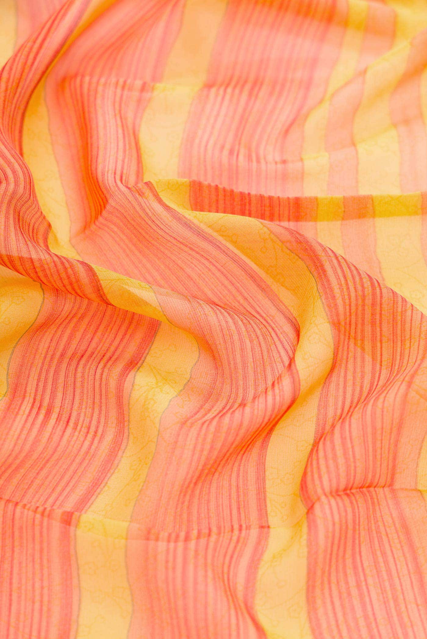 Yellow Dual Tone Mysore Georgette Saree - Image 2