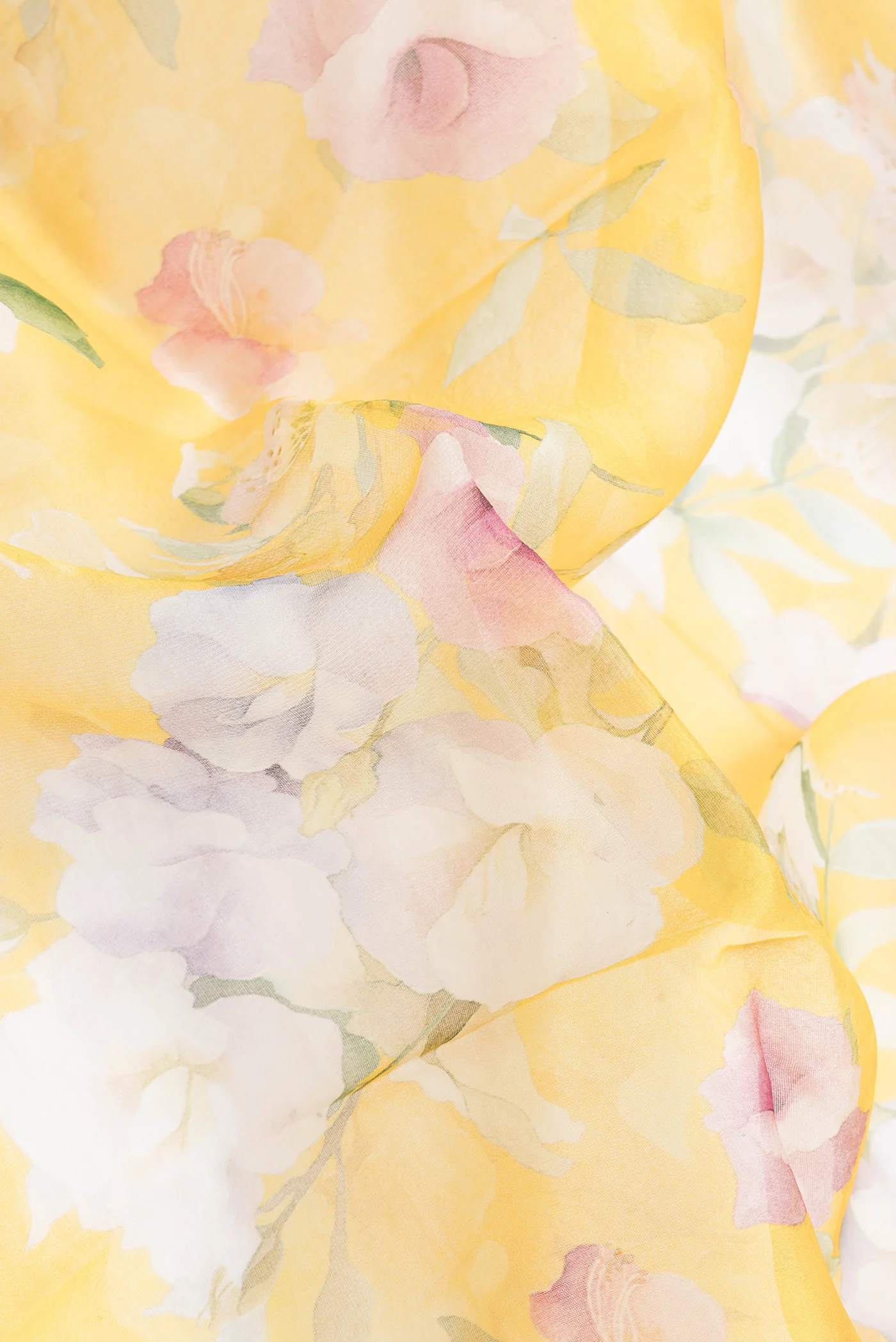 Yellow Organza Silk Saree - Image 2