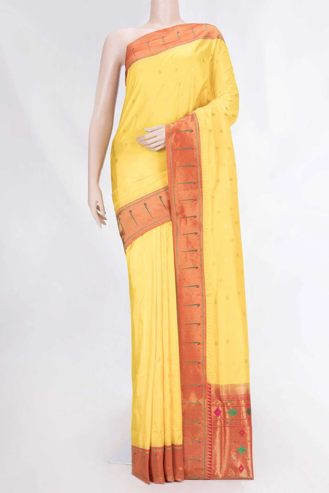 Yellow Dual Tone Paithani Silk Saree