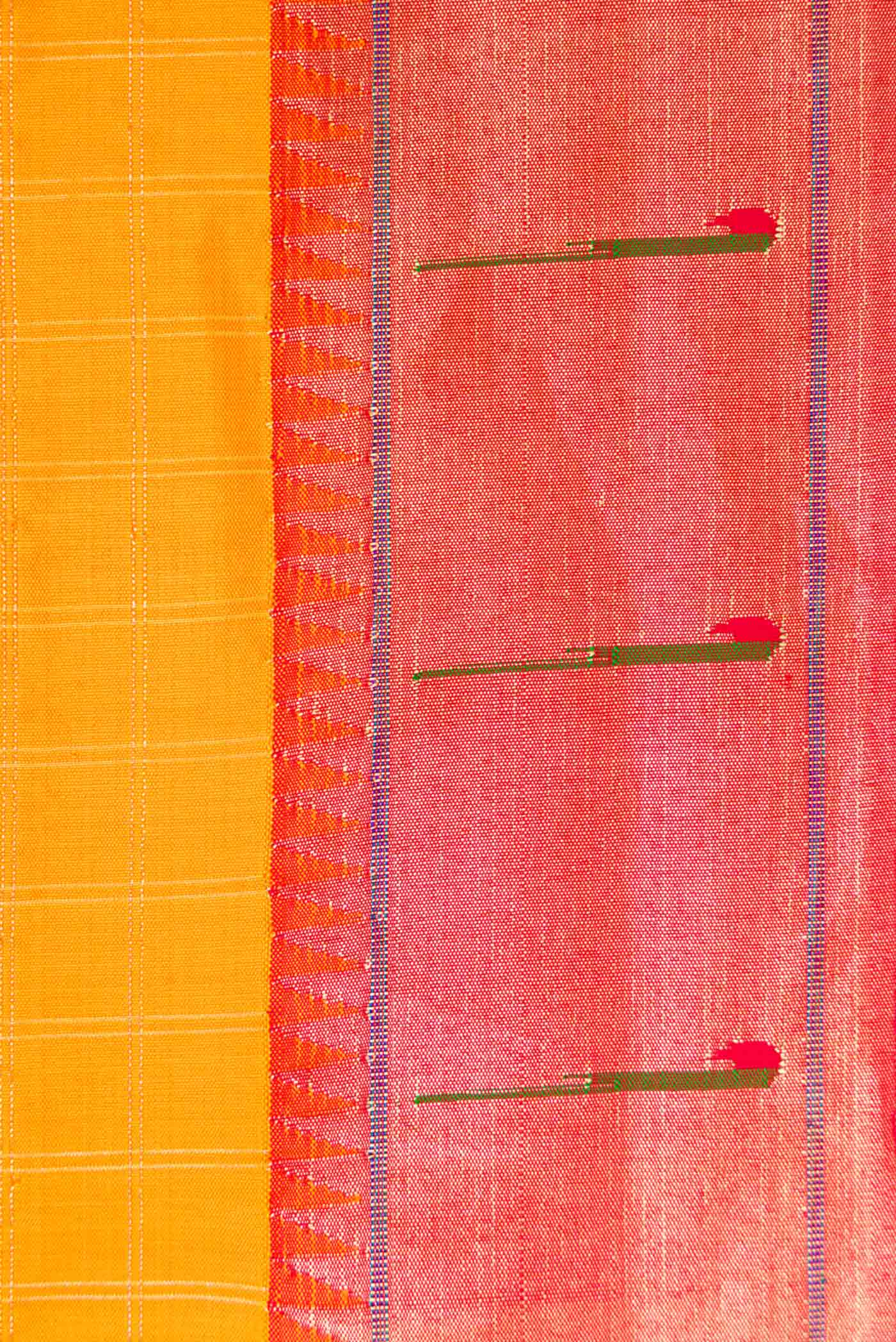 Yellow Dual Tone Paithani Silk Saree - Image 3