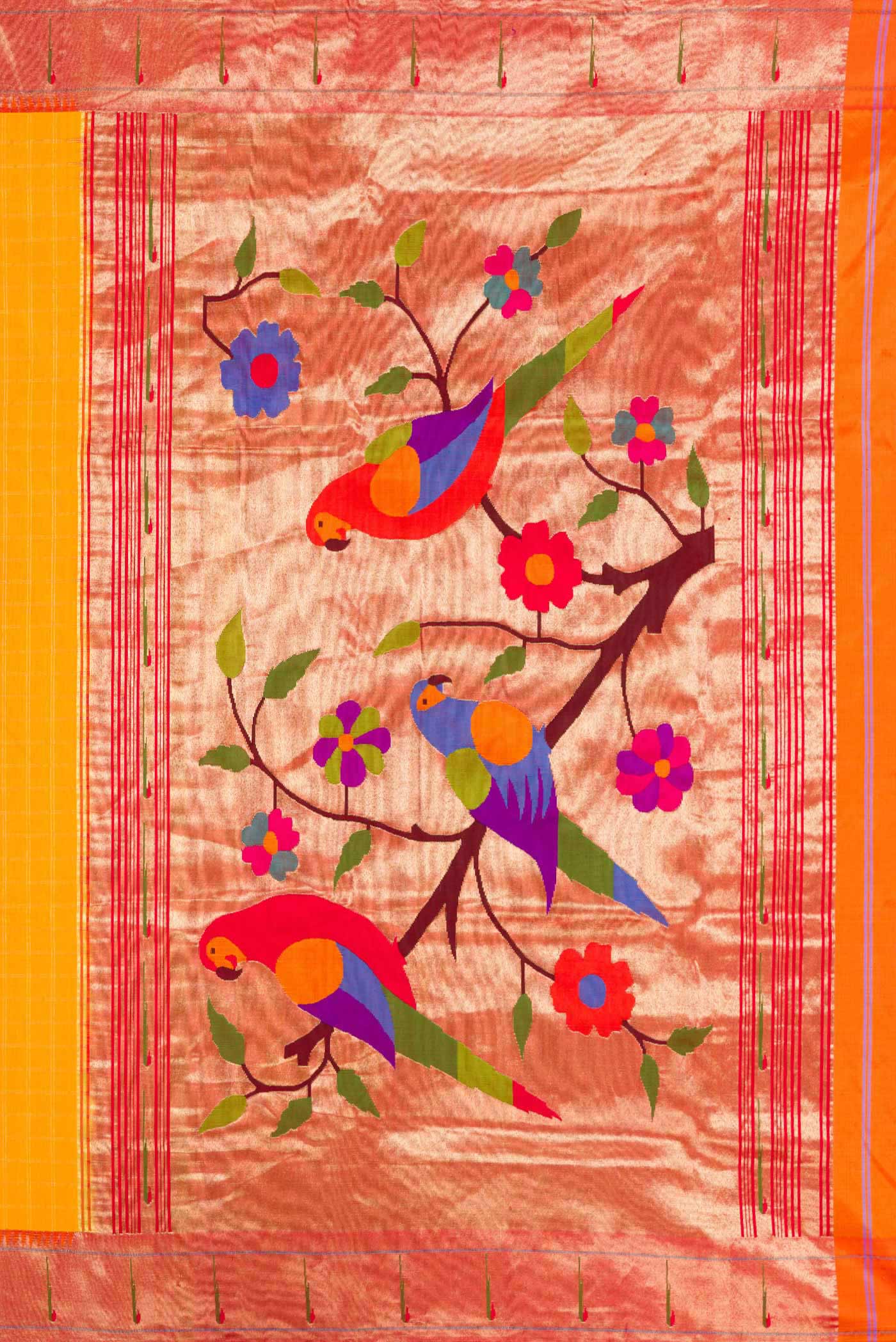 Yellow Dual Tone Paithani Silk Saree - Image 7