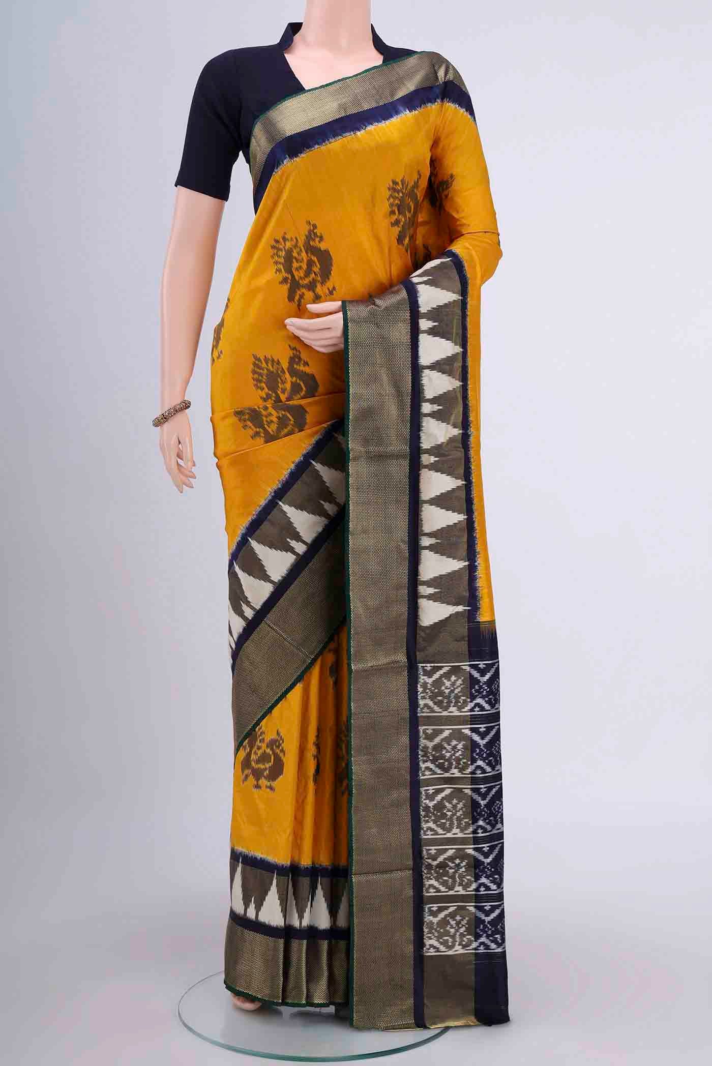 Yellow Pochampally Silk Saree