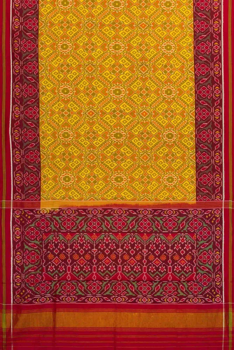 Yellow Dual Tone Rajkot Patola Silk Saree - Image 3
