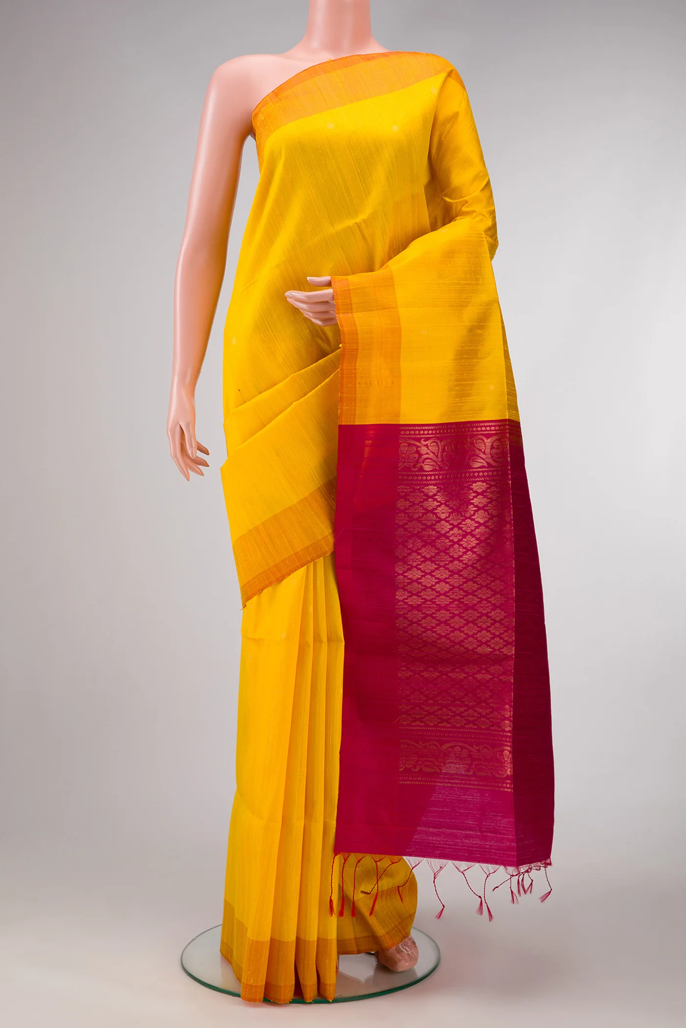 Yellow Raw Silk Saree