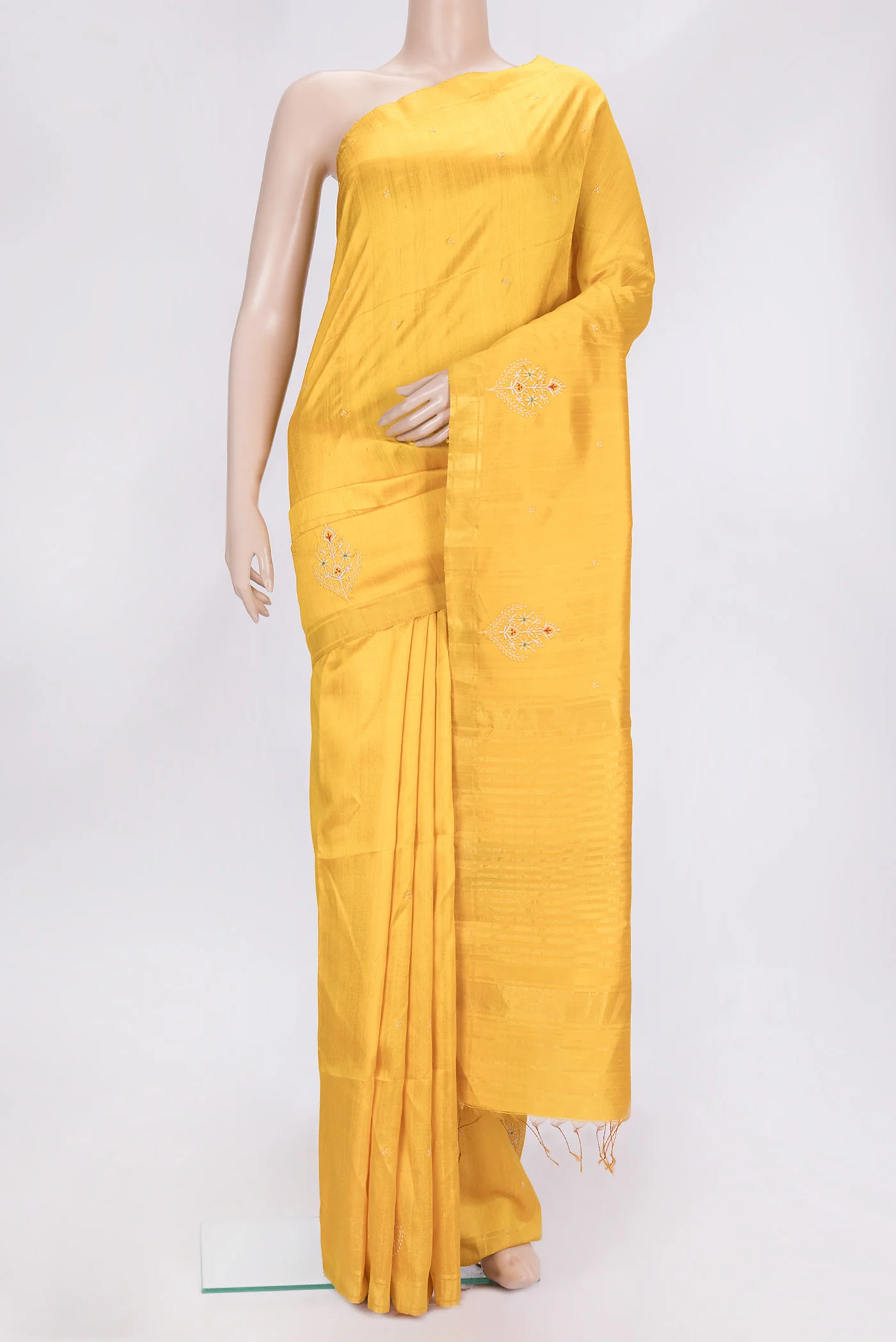 Yellow Raw Silk Saree