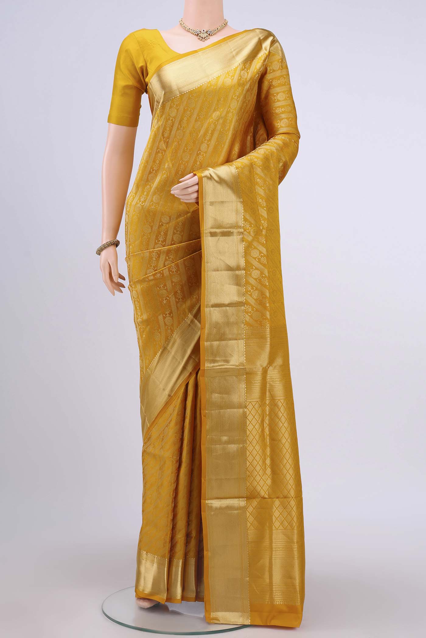 Yellow Dual Tone Soft Silk Saree