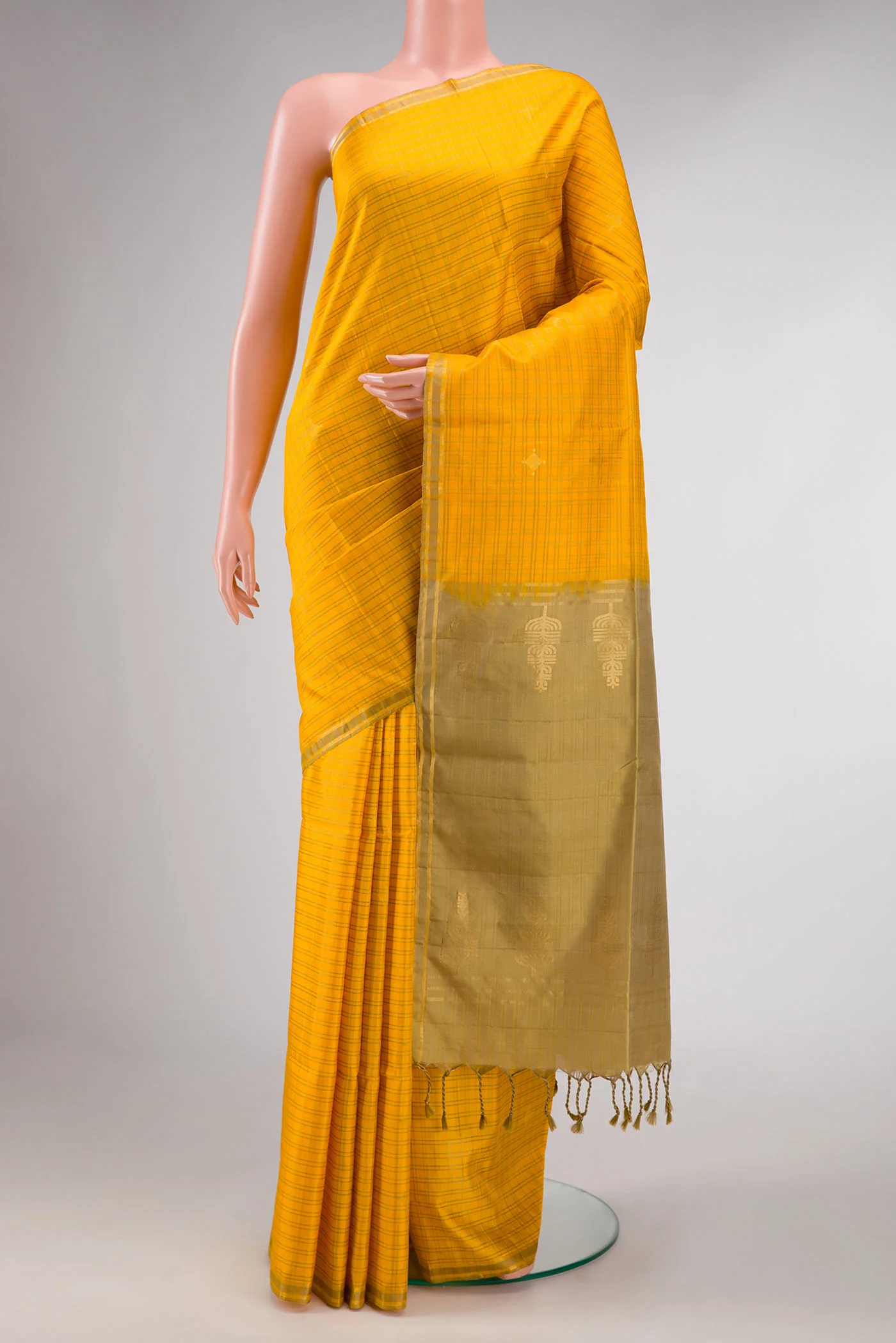 Yellow Dual Tone Soft Silk Saree