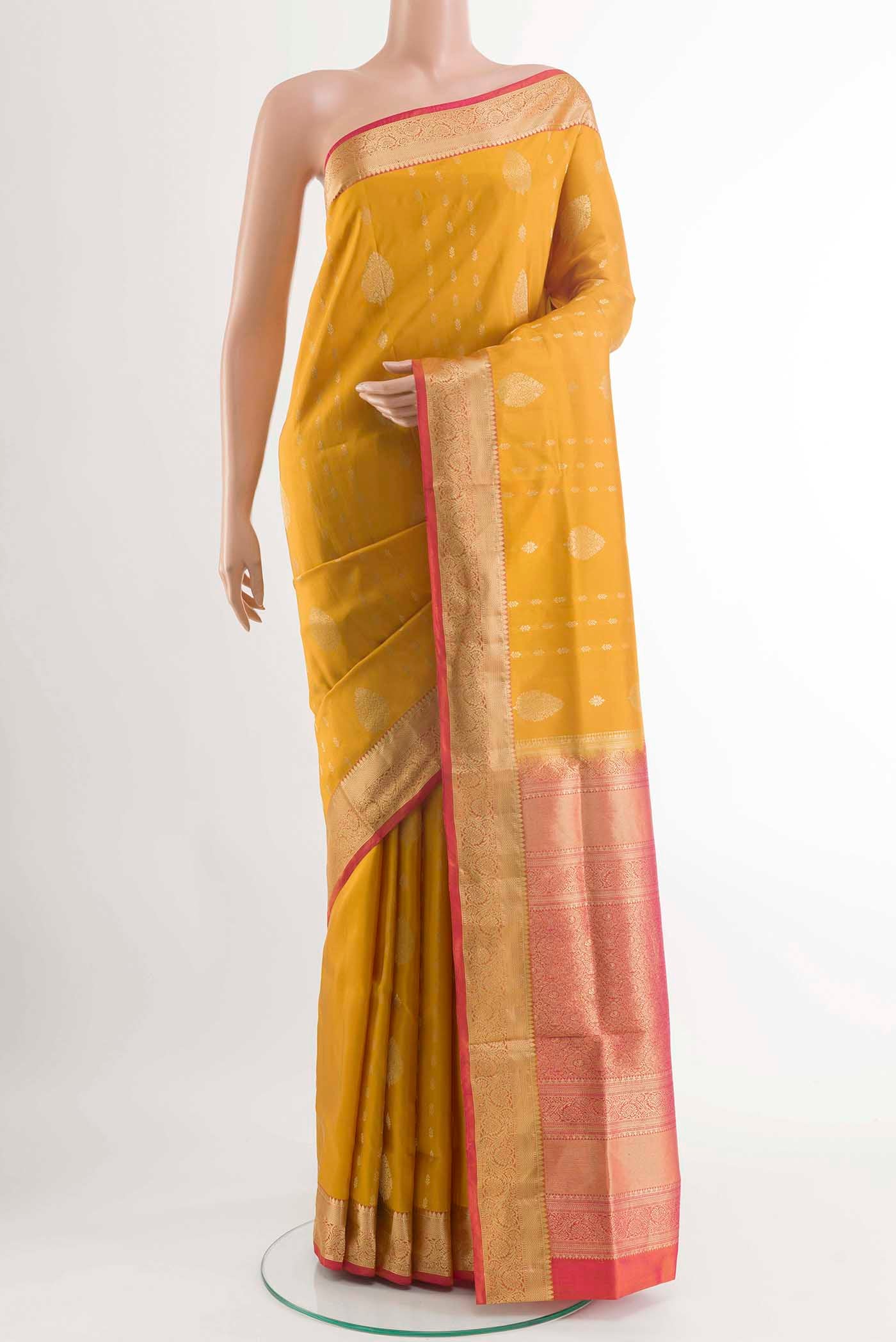 Yellow Dual Tone Soft Silk Saree