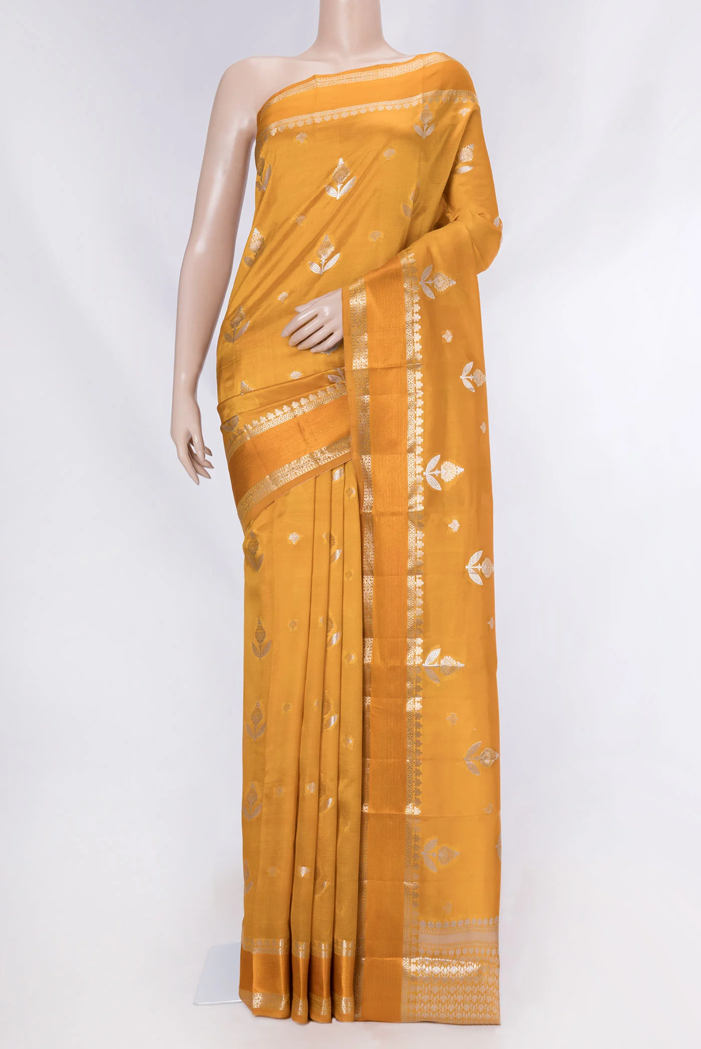 Mustard Banarasi Raw Silk Saree
