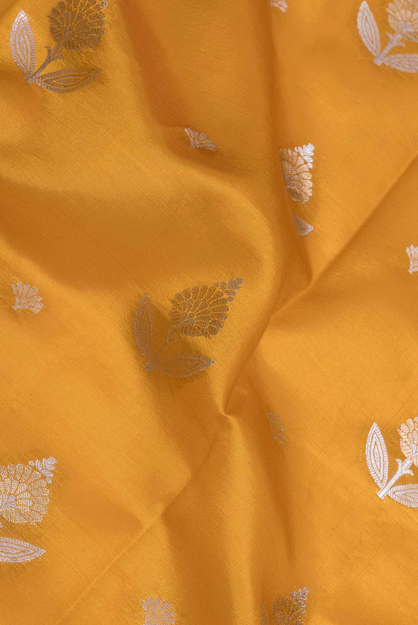 Mustard Banarasi Raw Silk Saree - Image 2