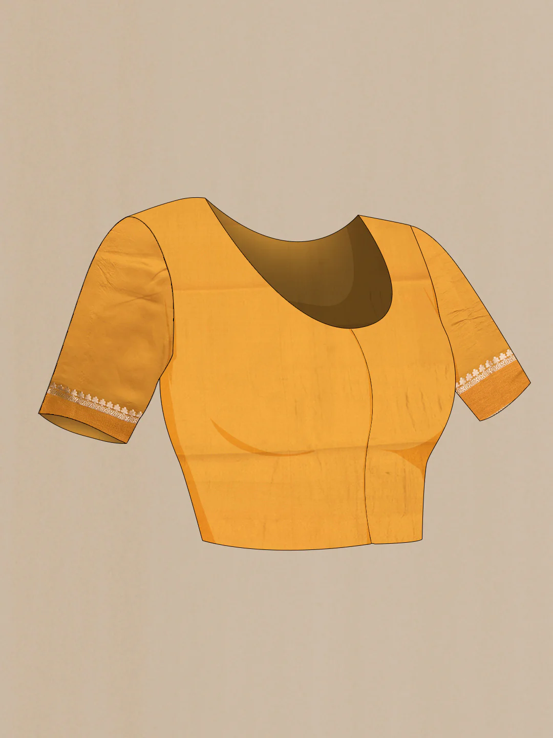 Mustard Banarasi Raw Silk Saree - Image 4