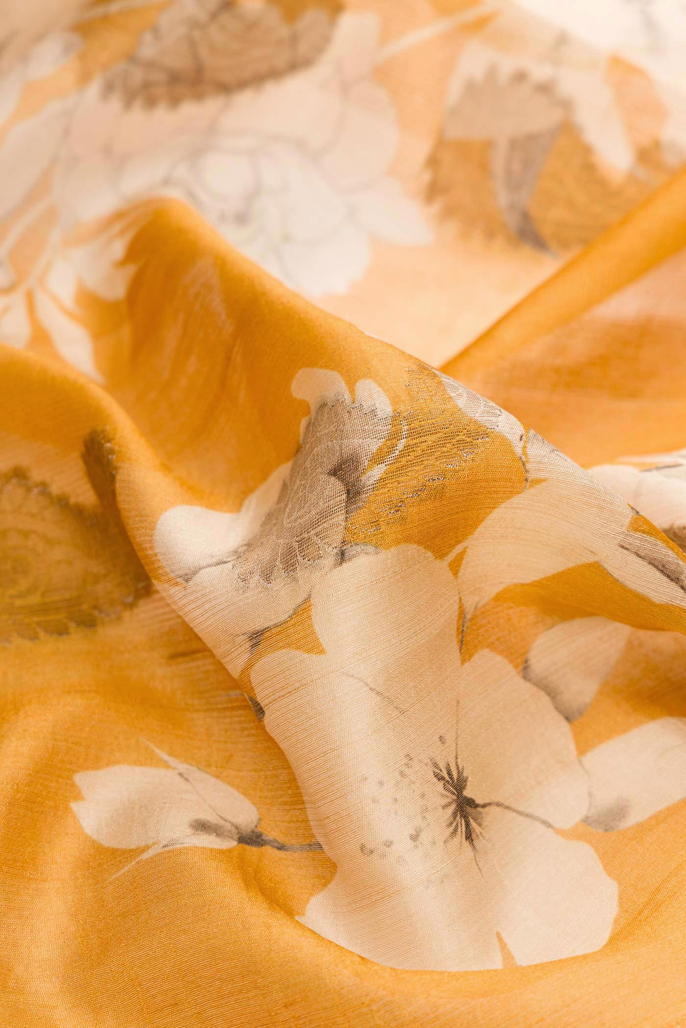 Yellow Dual Tone Tussar Silk Saree - Image 2