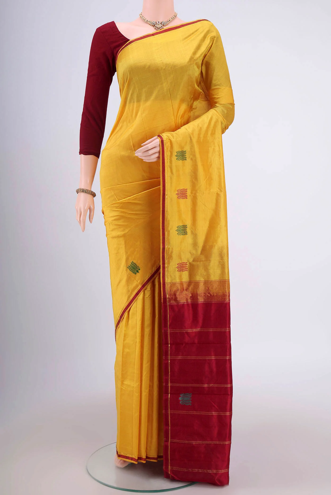 Yellow Kanchipuram Silk Saree