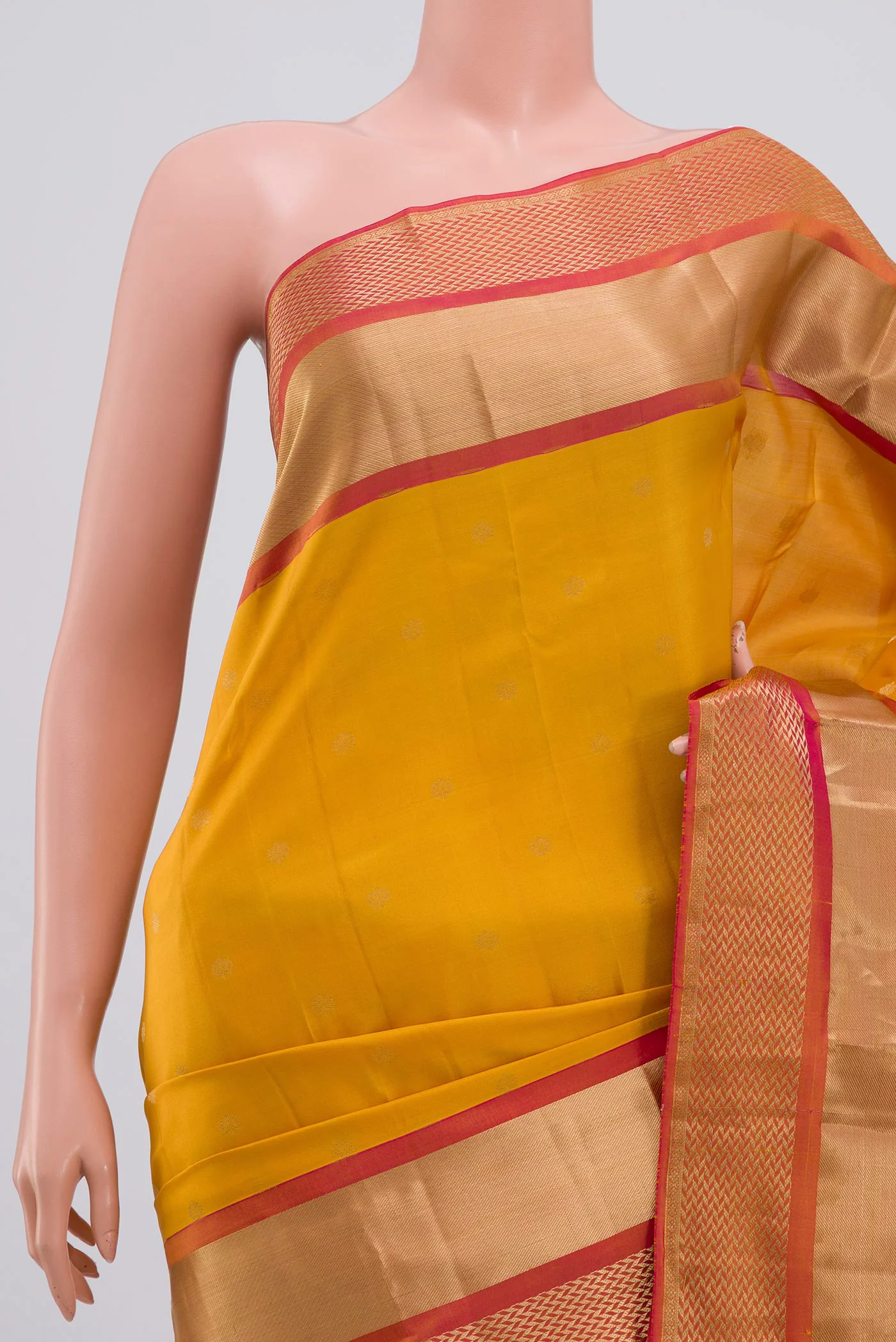 Yellow Kanchipuram Silk Saree - Image 2