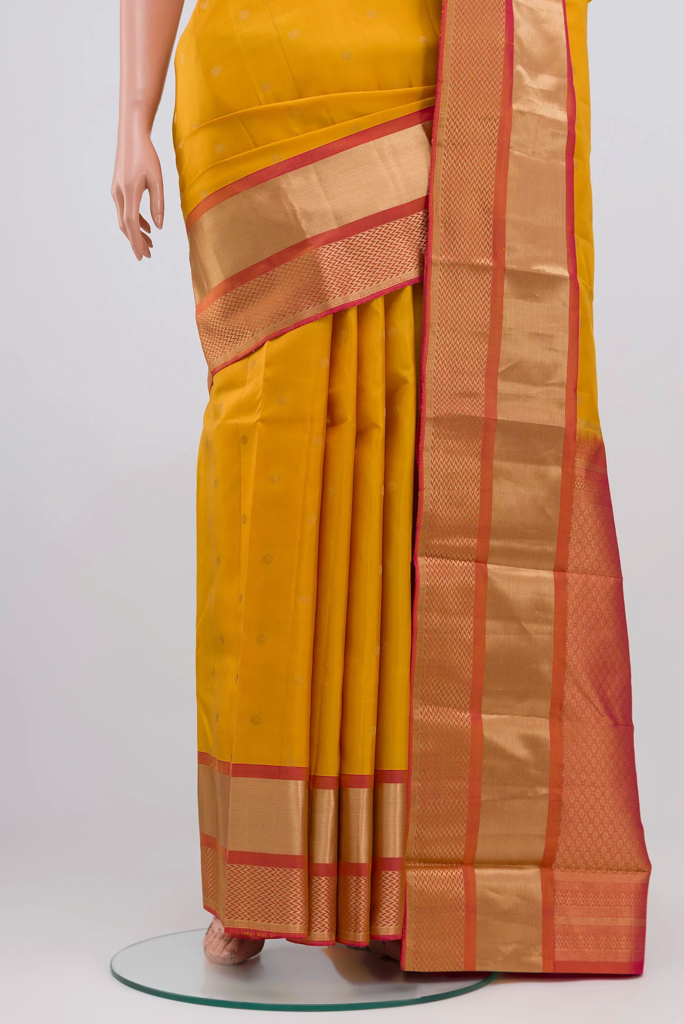 Yellow Kanchipuram Silk Saree - Image 3