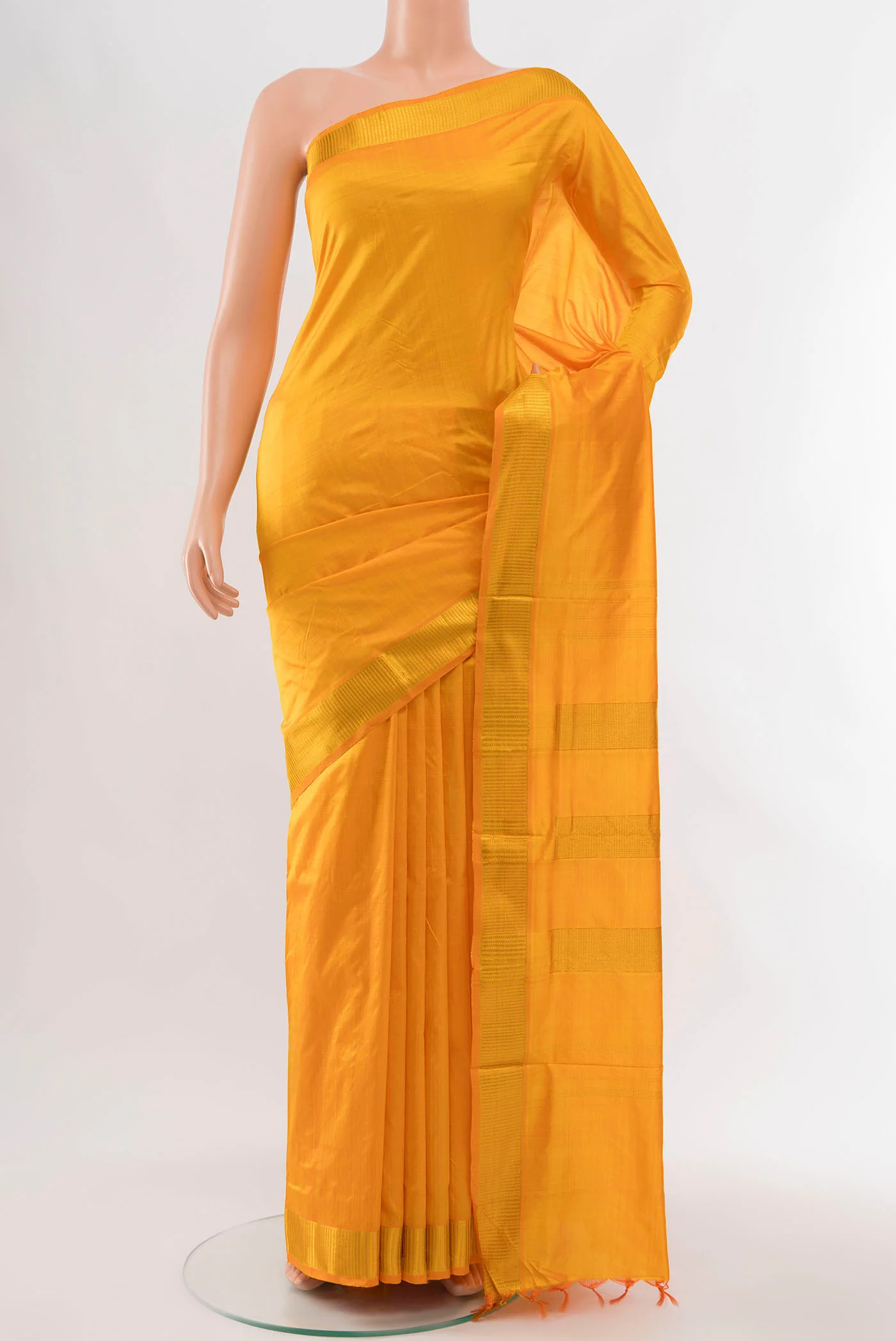 Yellow Kanchipuram Silk Nine Yards Saree