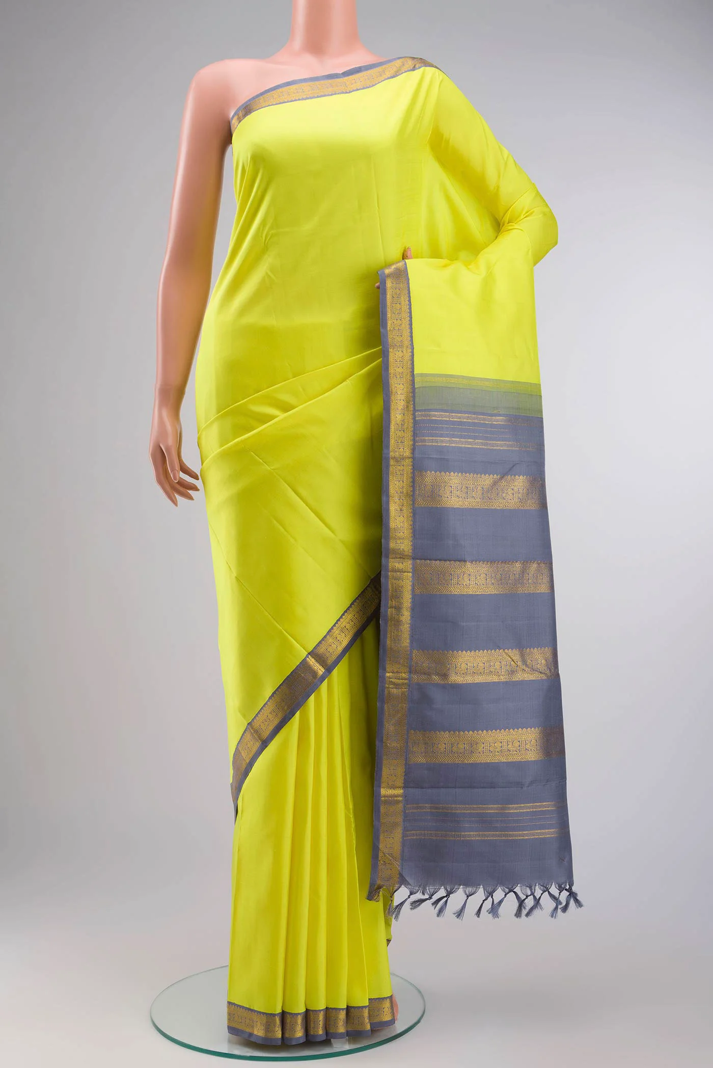 Yellow Kanchipuram Silk Saree