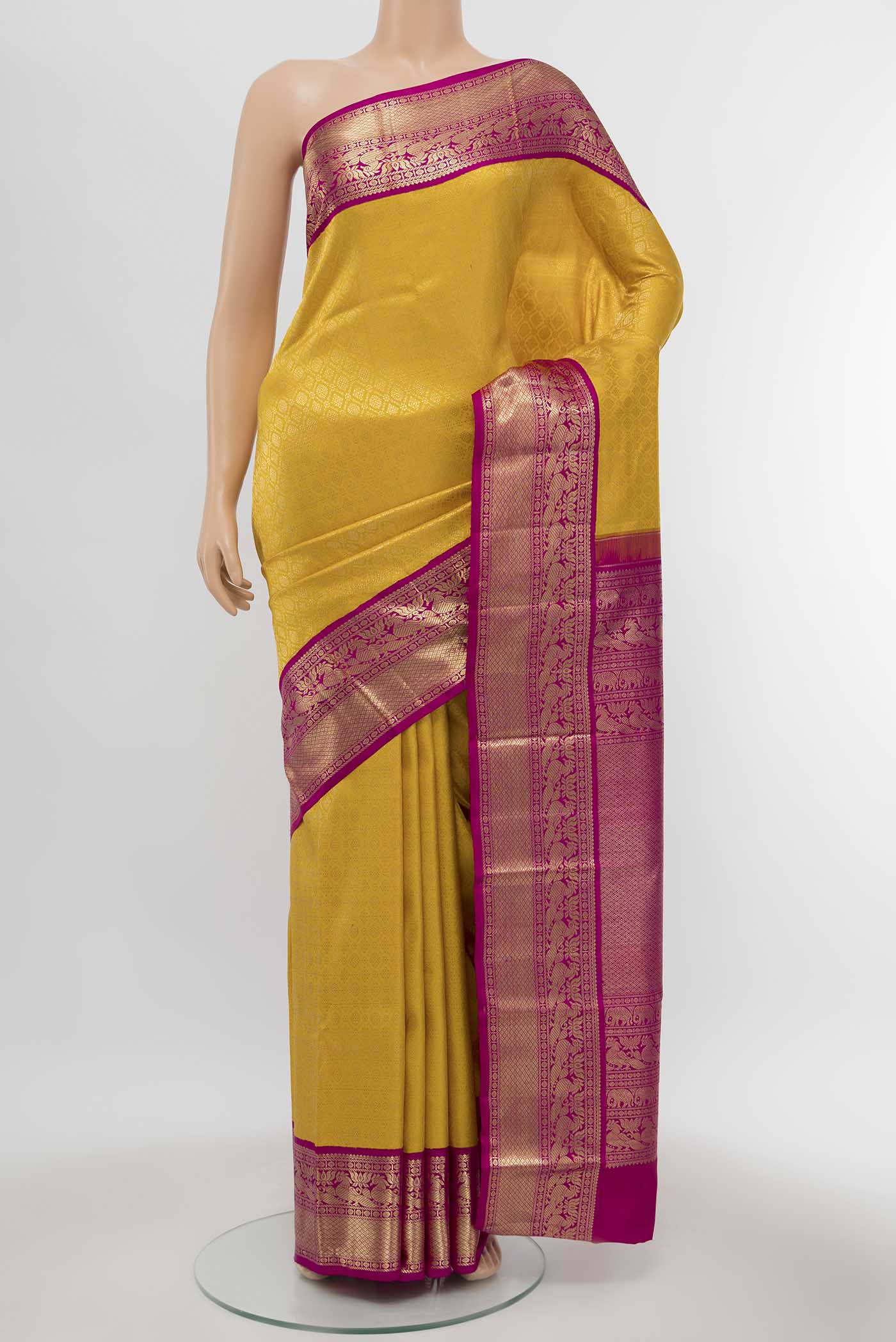 Yellow Kanchipuram Silk Saree