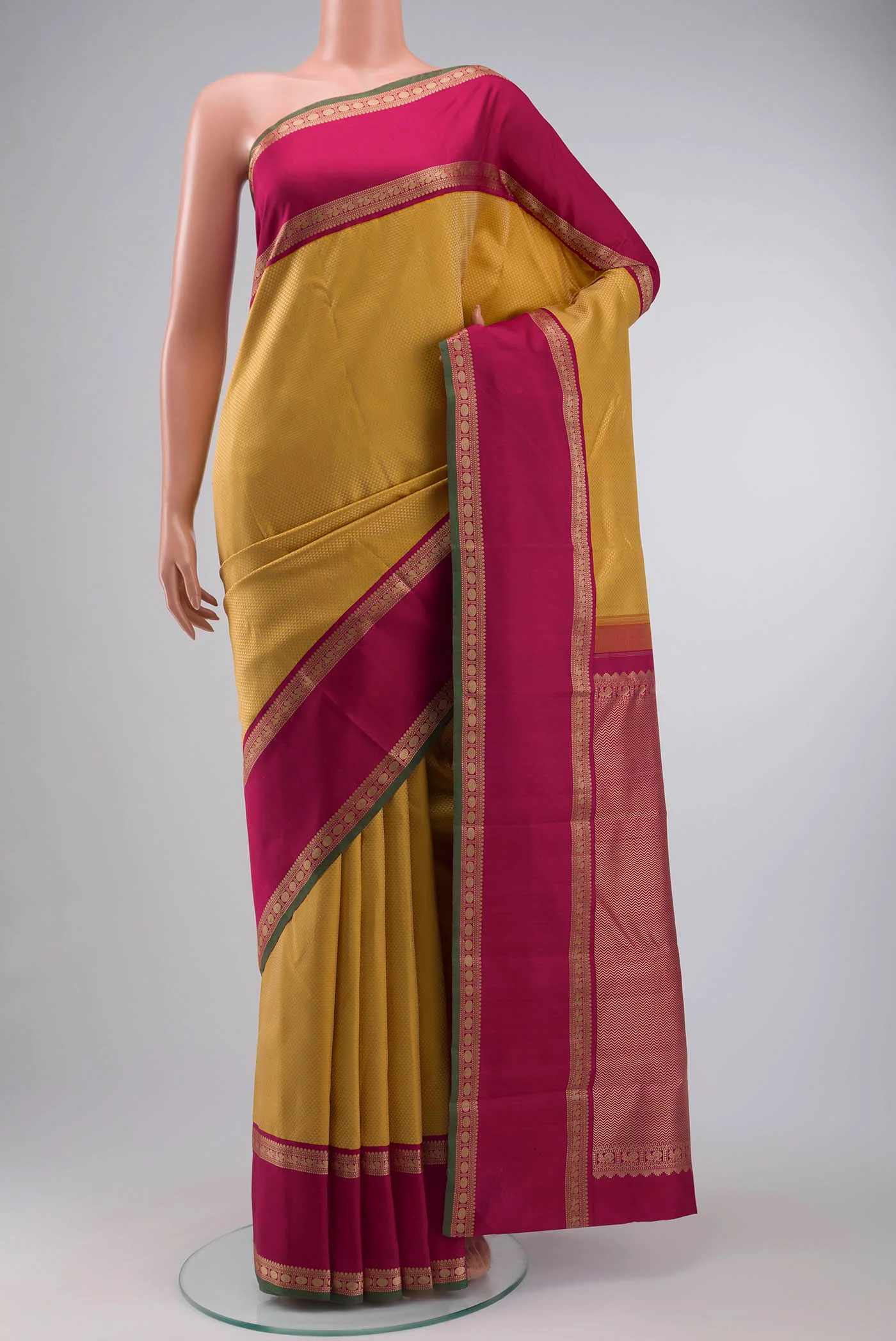 Yellow Kanchipuram Silk Saree