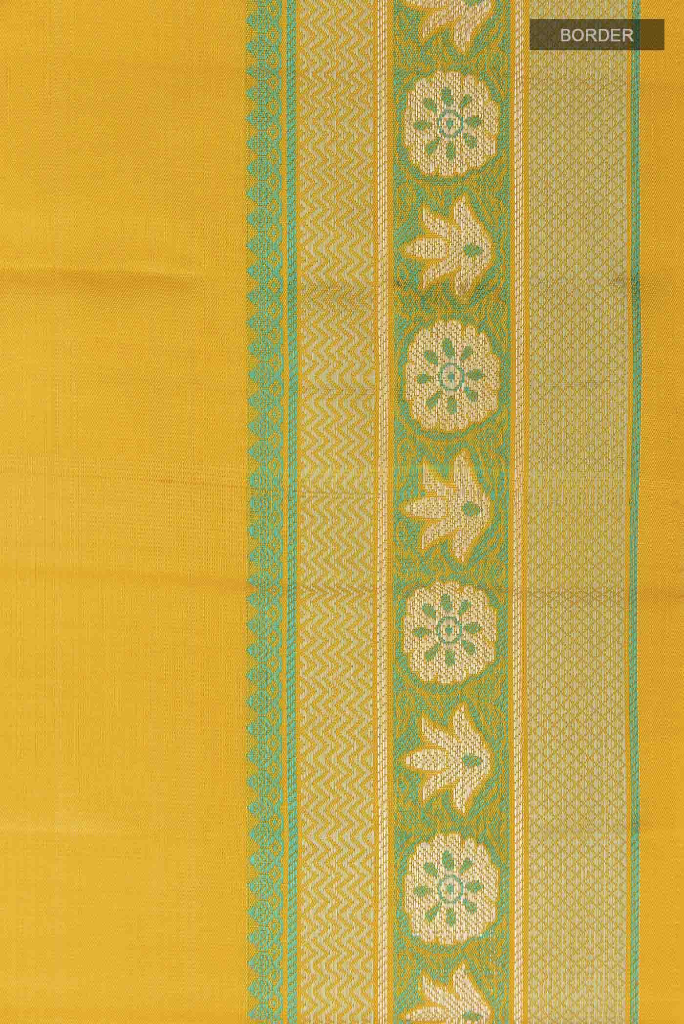 Yellow Kanchipuram Silk Saree - Image 3