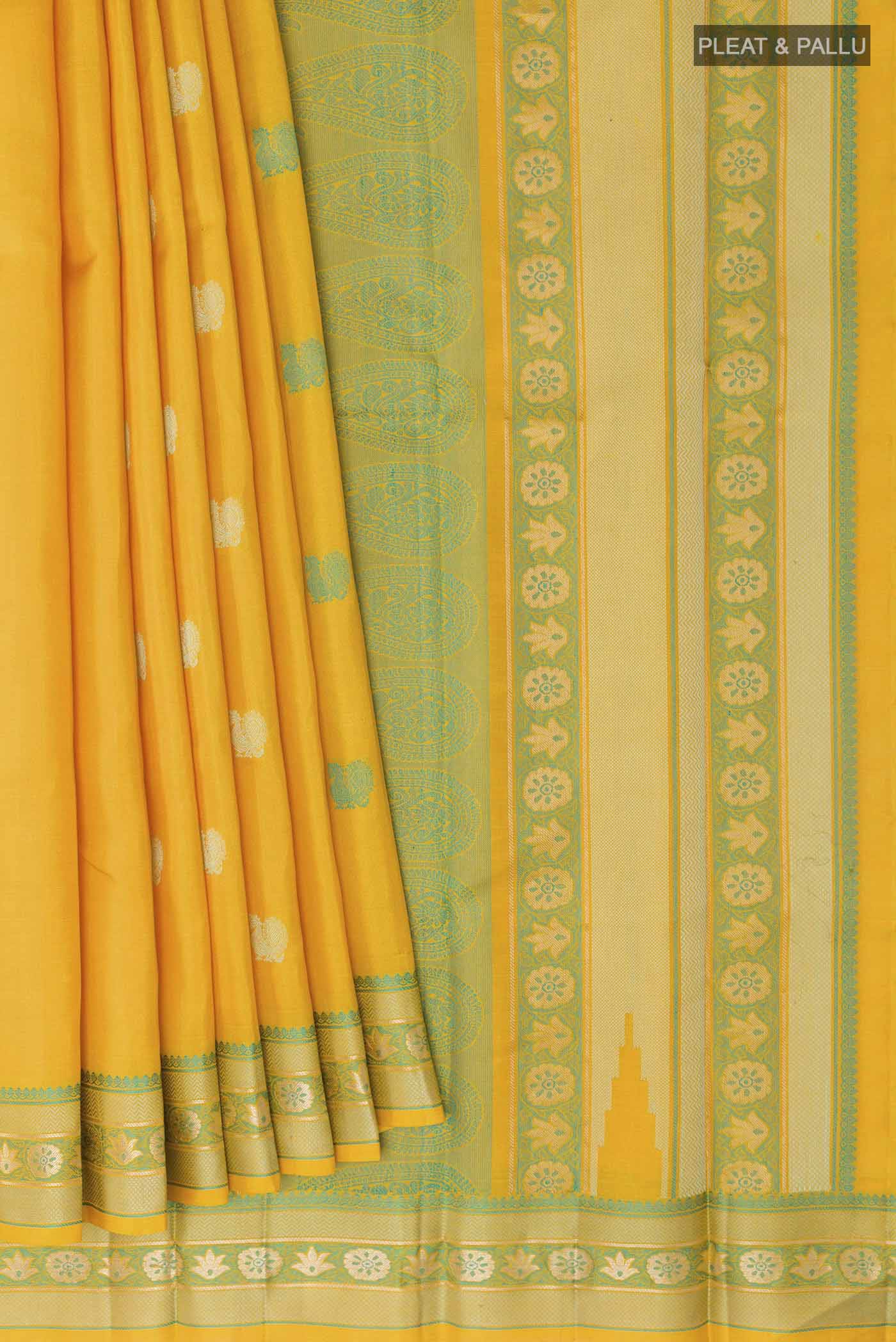 Yellow Kanchipuram Silk Saree - Image 4