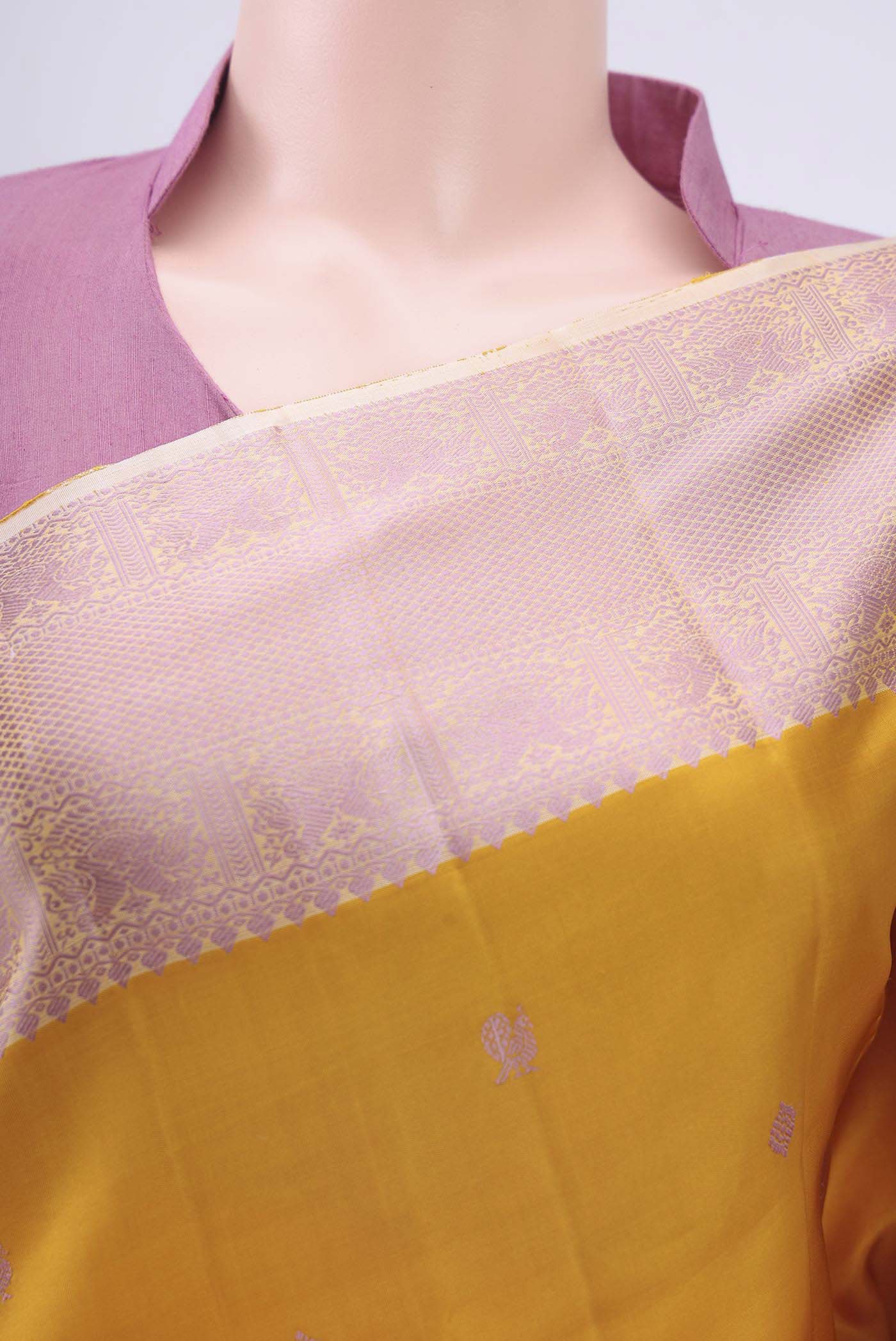 Yellow Kanchipuram Silk Saree - Image 2