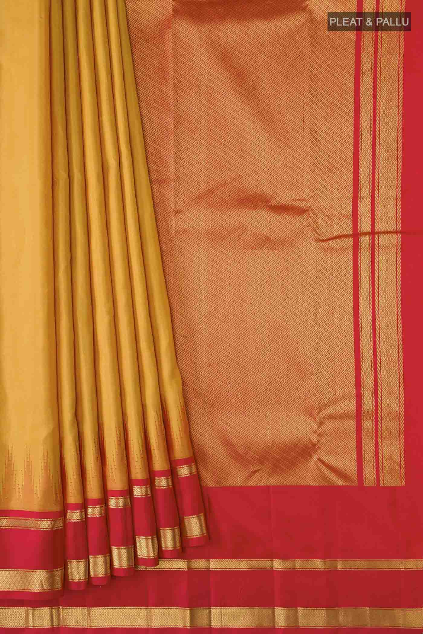 Yellow Kanchipuram Silk Saree - Image 4
